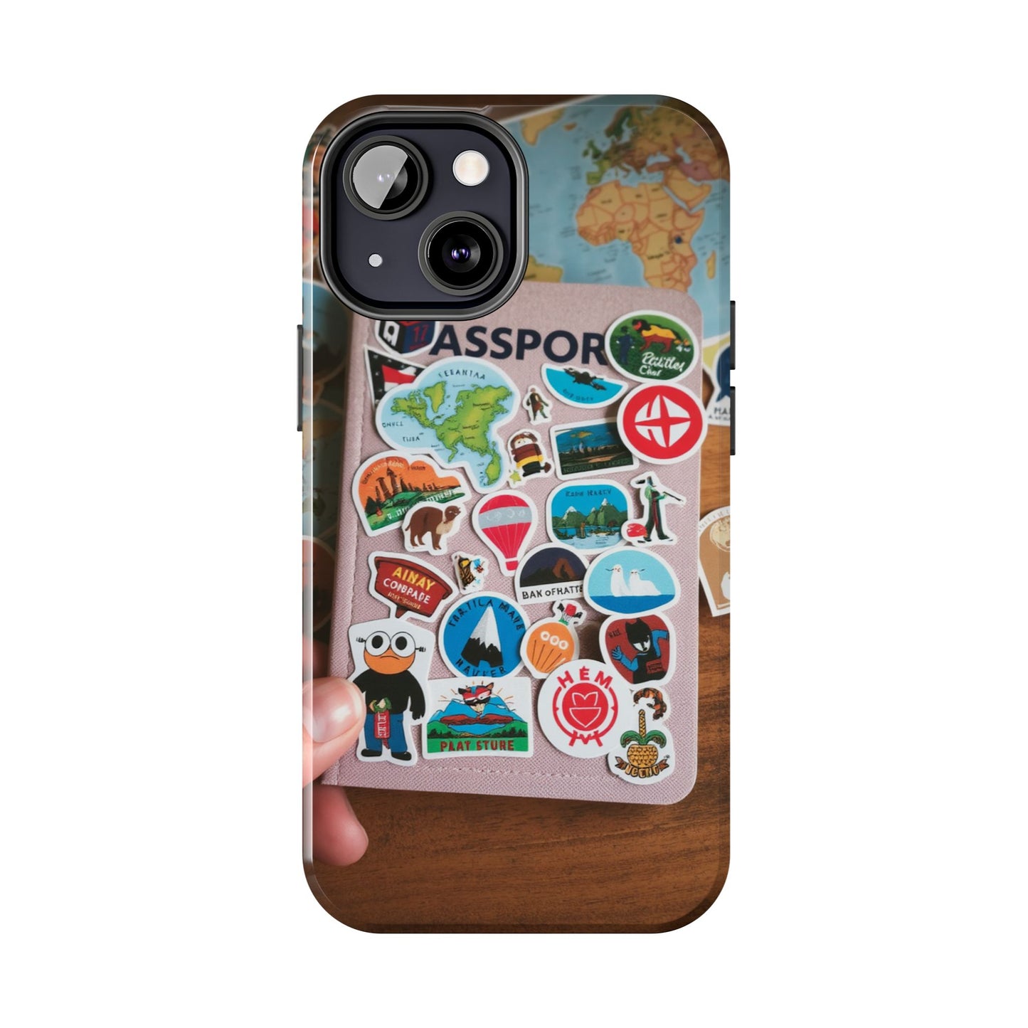 Adventure Stickers Phone Case - Tough Protection for Travel Lovers
