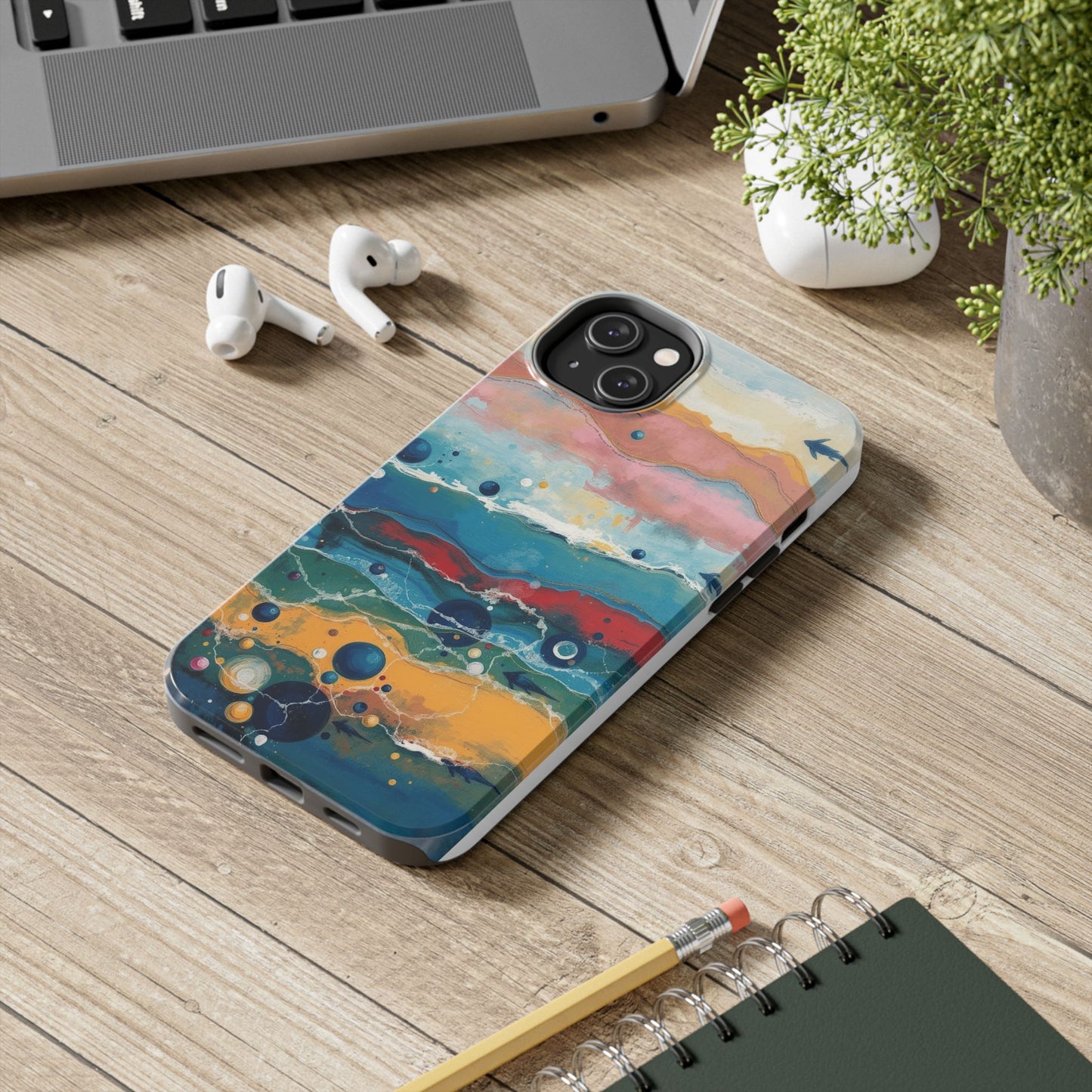 Artistic Tough Phone Case - Vibrant Waves Design for Unique Style