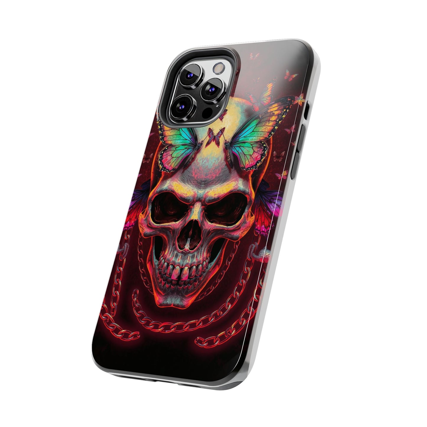 Gothic Skull Phone Case with Butterflies - Durable Tough Phone Case
