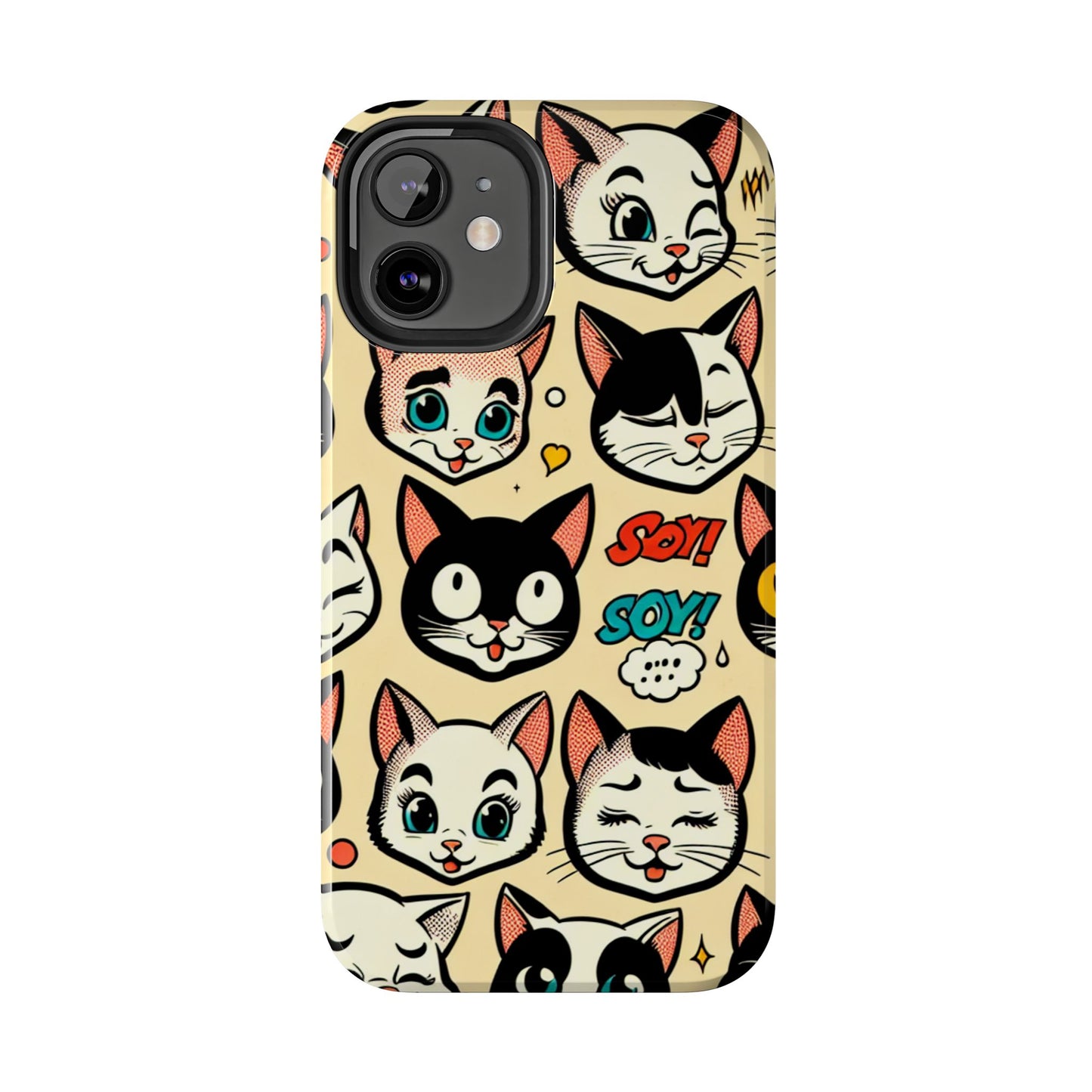 Playful Cat-Themed Tough Phone Case - Pet Pattern - for iPhone
