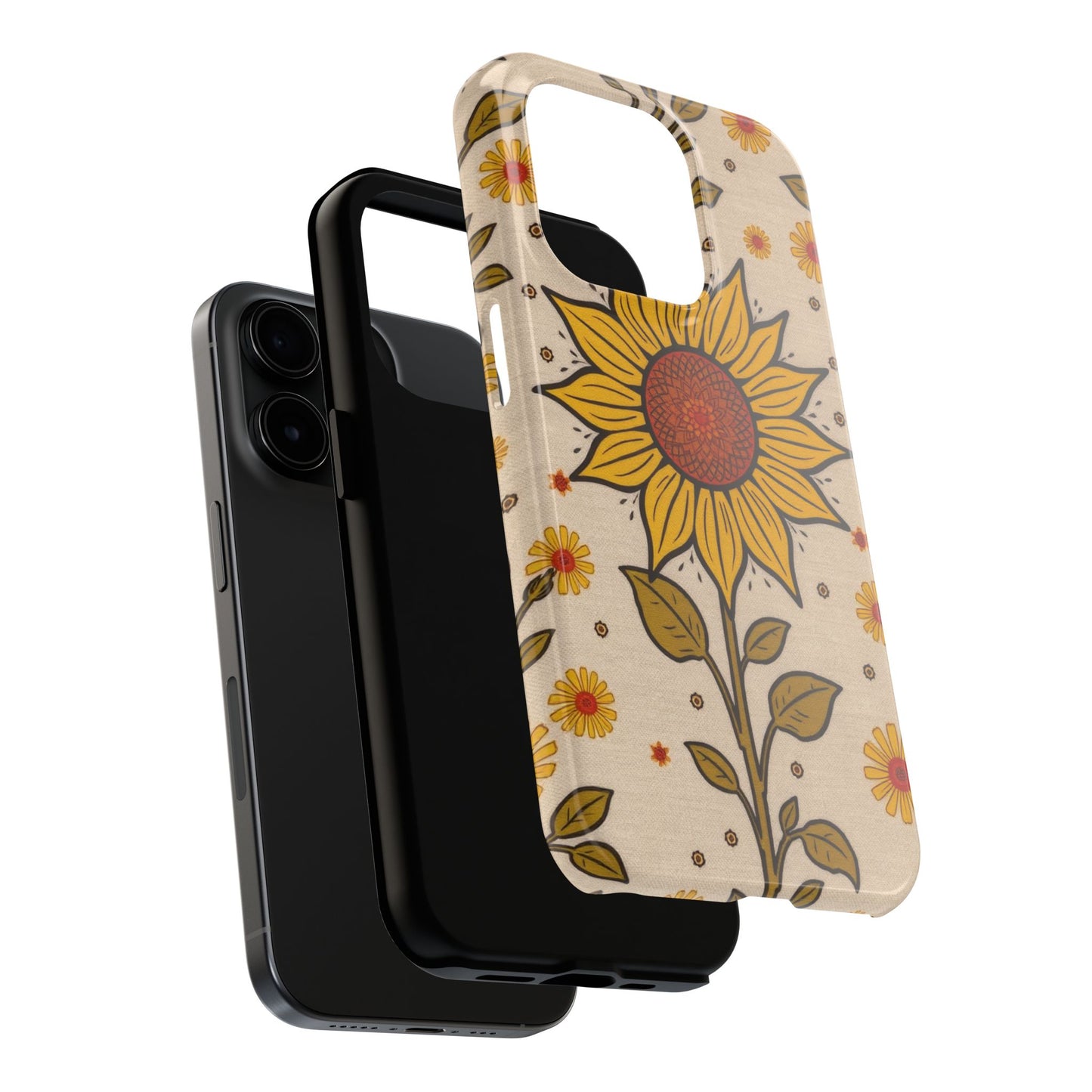 Bright Sunflower Origins Tough Phone Case - Floral Design for Nature Lovers - for iPhone