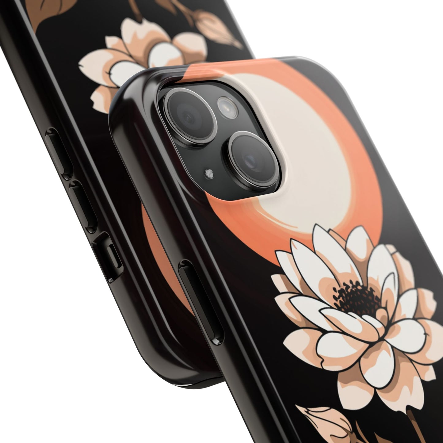 Elegant Contrast Floral Tough Phone Case - Stylish Protection for Your Device - for iPhone
