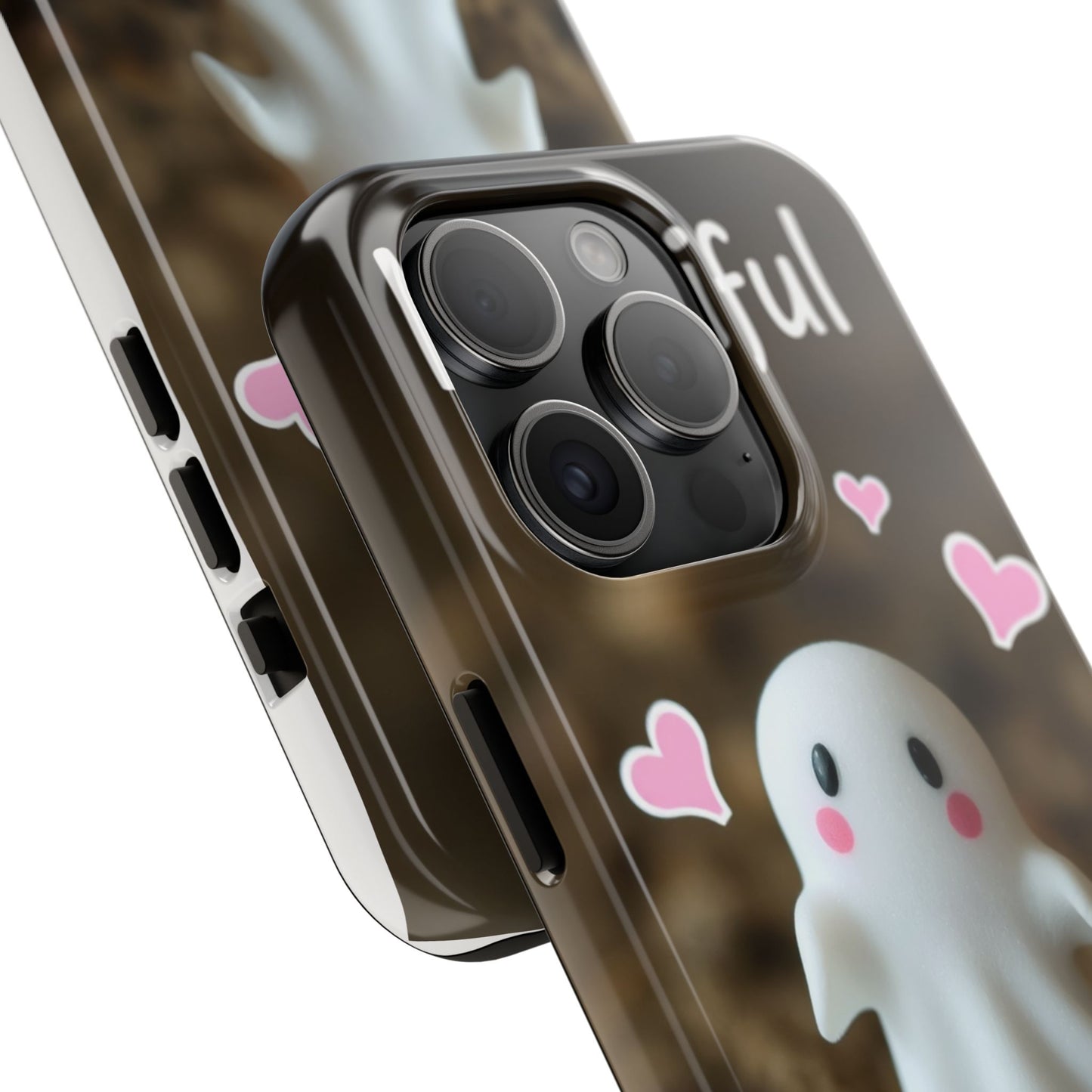 Cute Ghost Tough Phone Case - Beautiful Design with Heart Accents