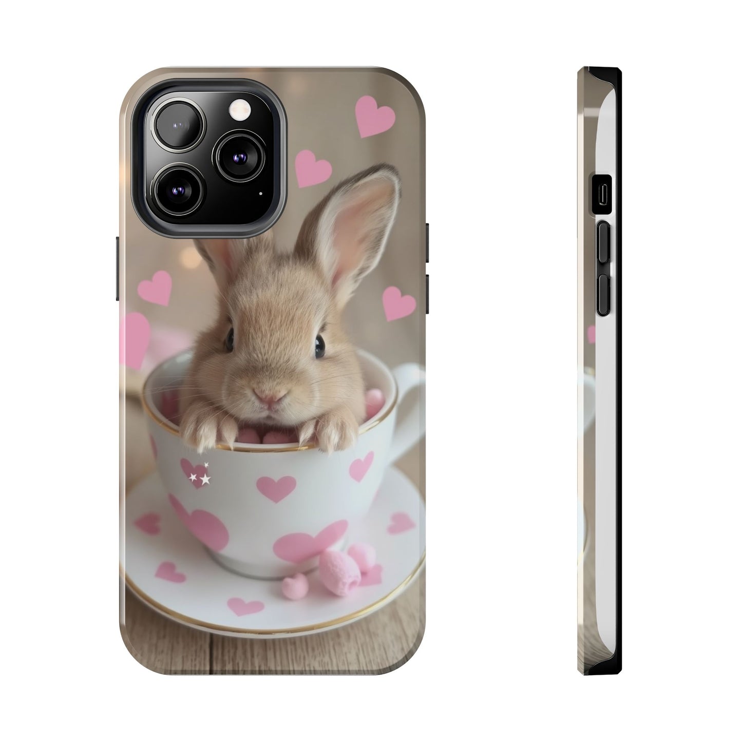 Adorable Bunny Phone Case with Heart Design - Cute Gift for Animal Lovers