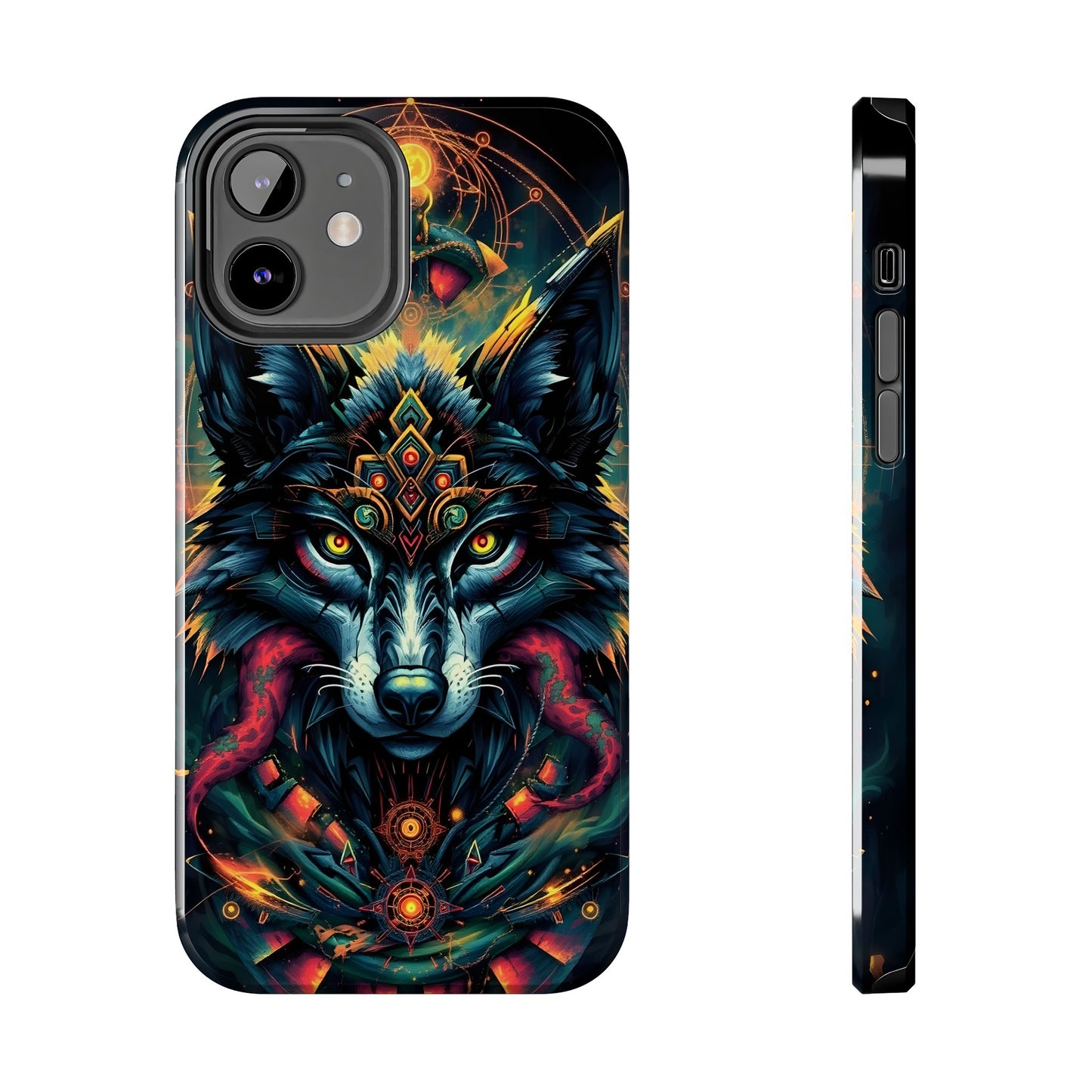 Vibrant Mystical Wolf Art Tough Phone Case - Durable & Unique Design for Animal Lovers - for iPhone