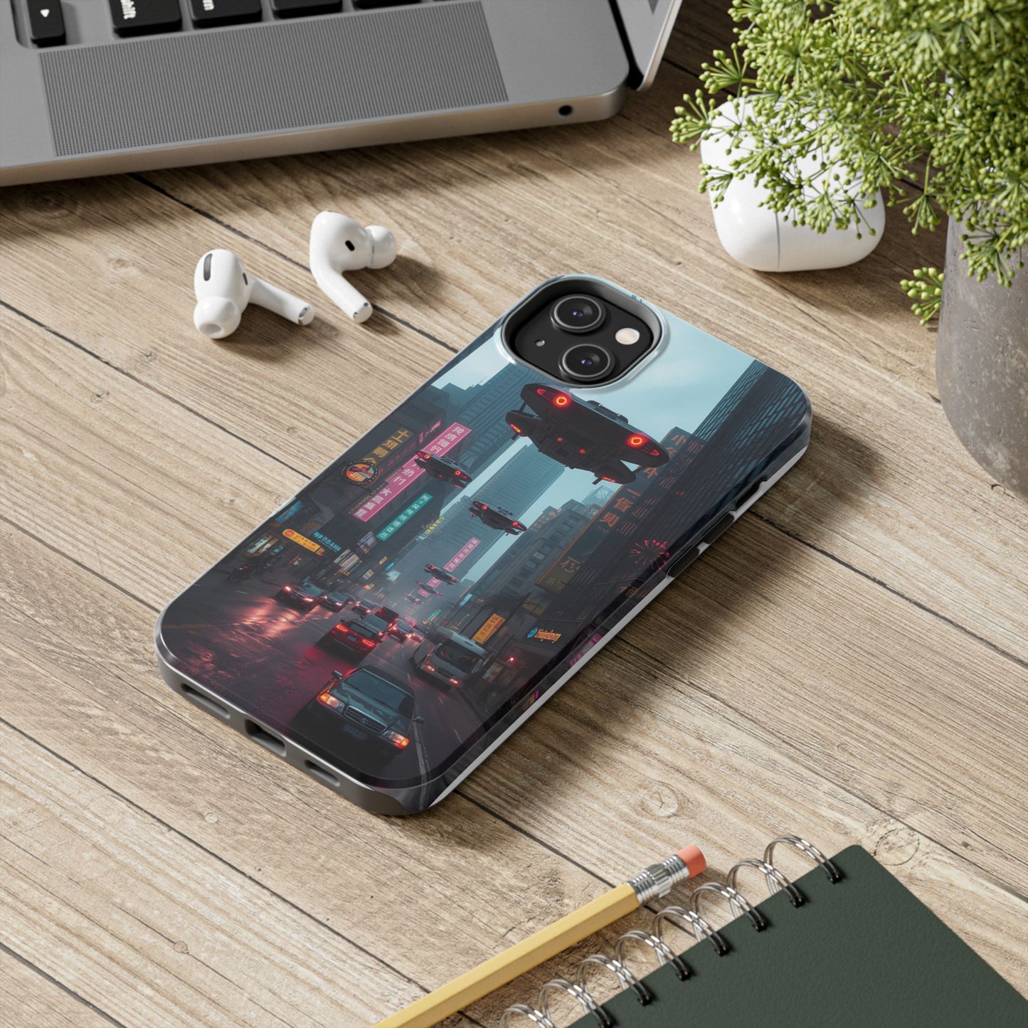 Futuristic City Tough Phone Case - Sci-Fi Design for Urban Explorers