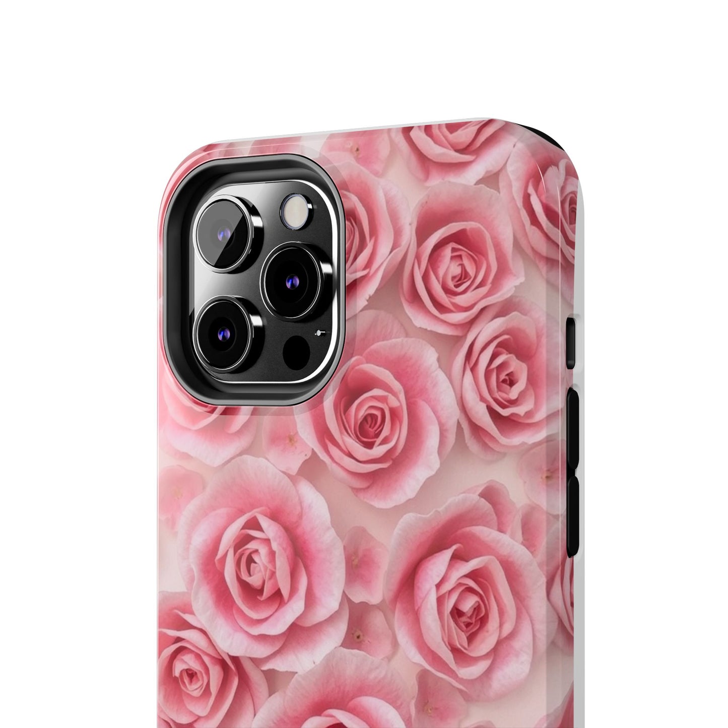 Floral Tough Phone Case - Pink Rose Design, Durable Protection for Flower Lovers