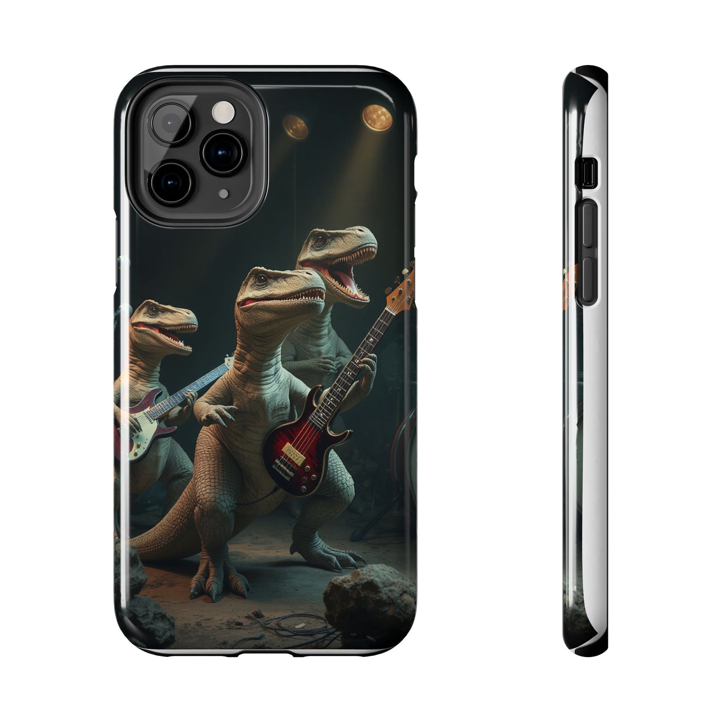 Rockin' Dinosaur Tough Phone Cases - Perfect for Music Lovers and Kids!