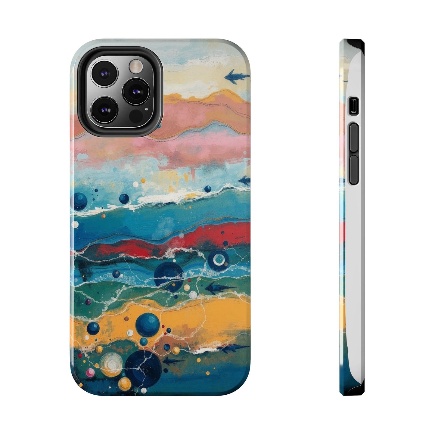 Artistic Tough Phone Case - Vibrant Waves Design for Unique Style