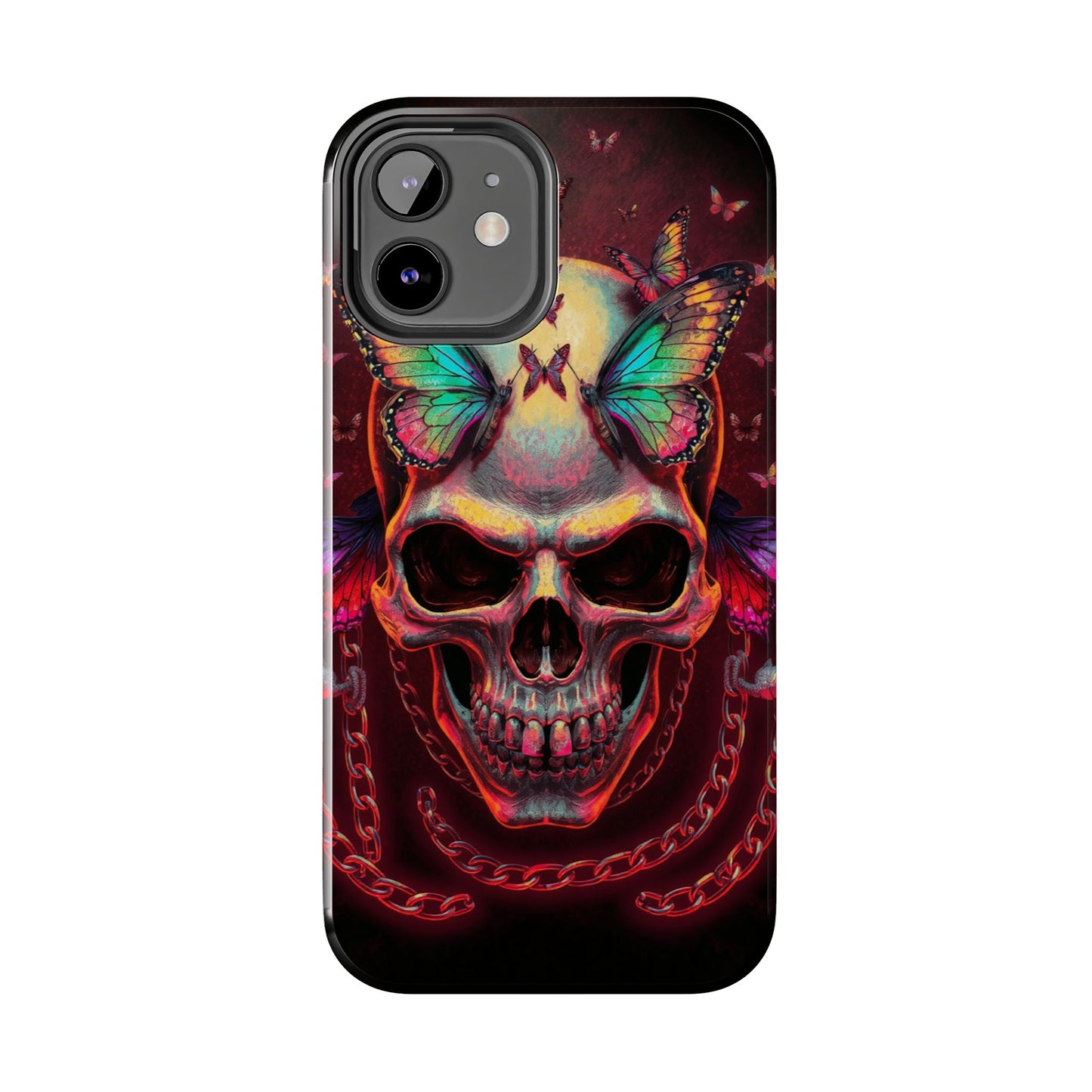 Gothic Skull Phone Case with Butterflies - Durable Tough Phone Case