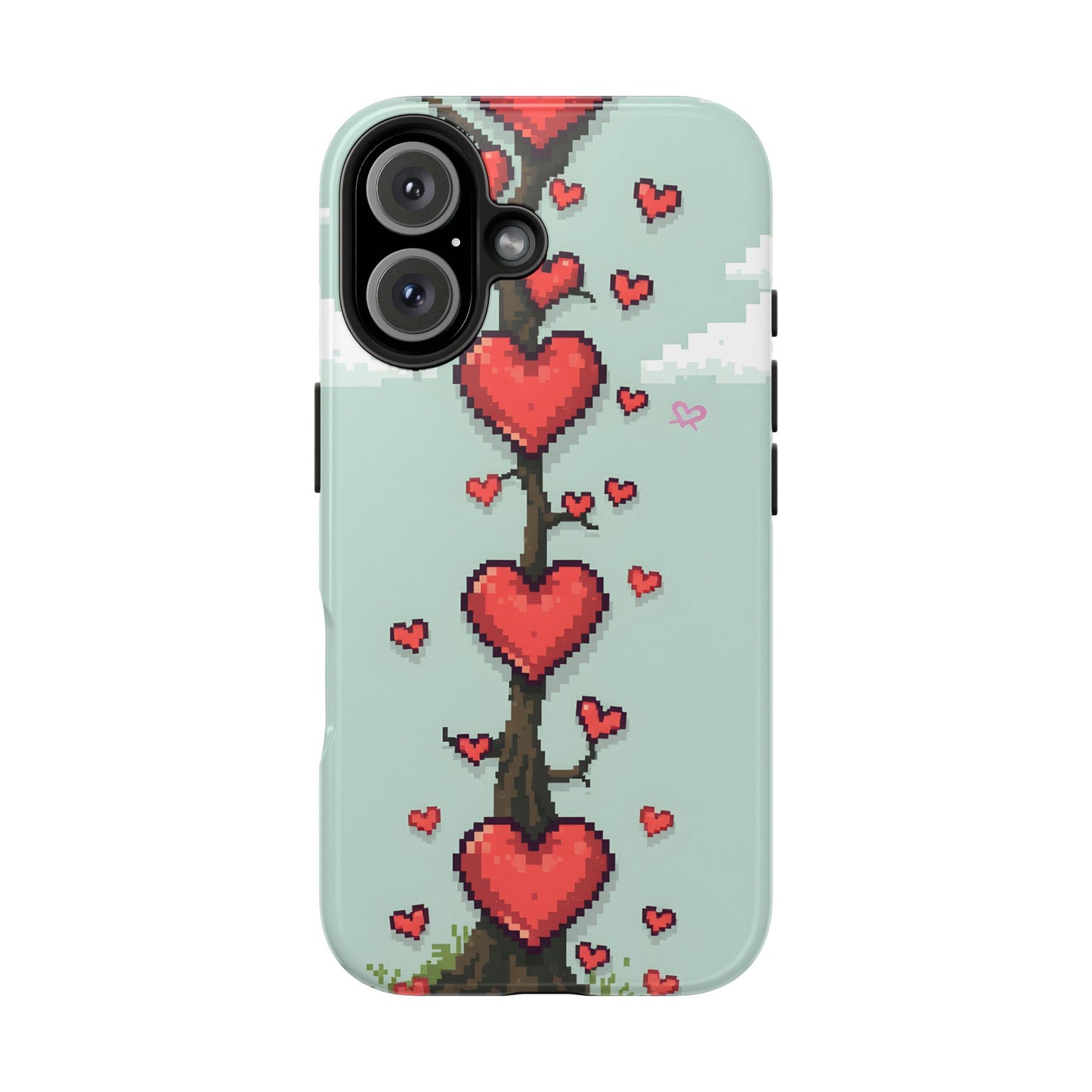 Pixelated Love Hearts Tree | Tough Phone Case - Cute Design - for iPhone
