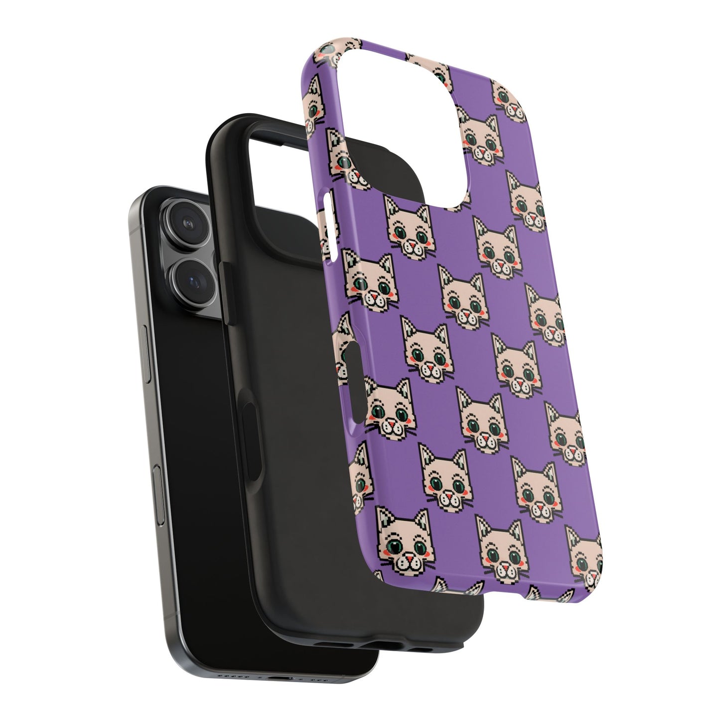 Cute Pixel Cat Tough Phone Case – Fun and Durable Protection for Cat Lovers - for iPhone