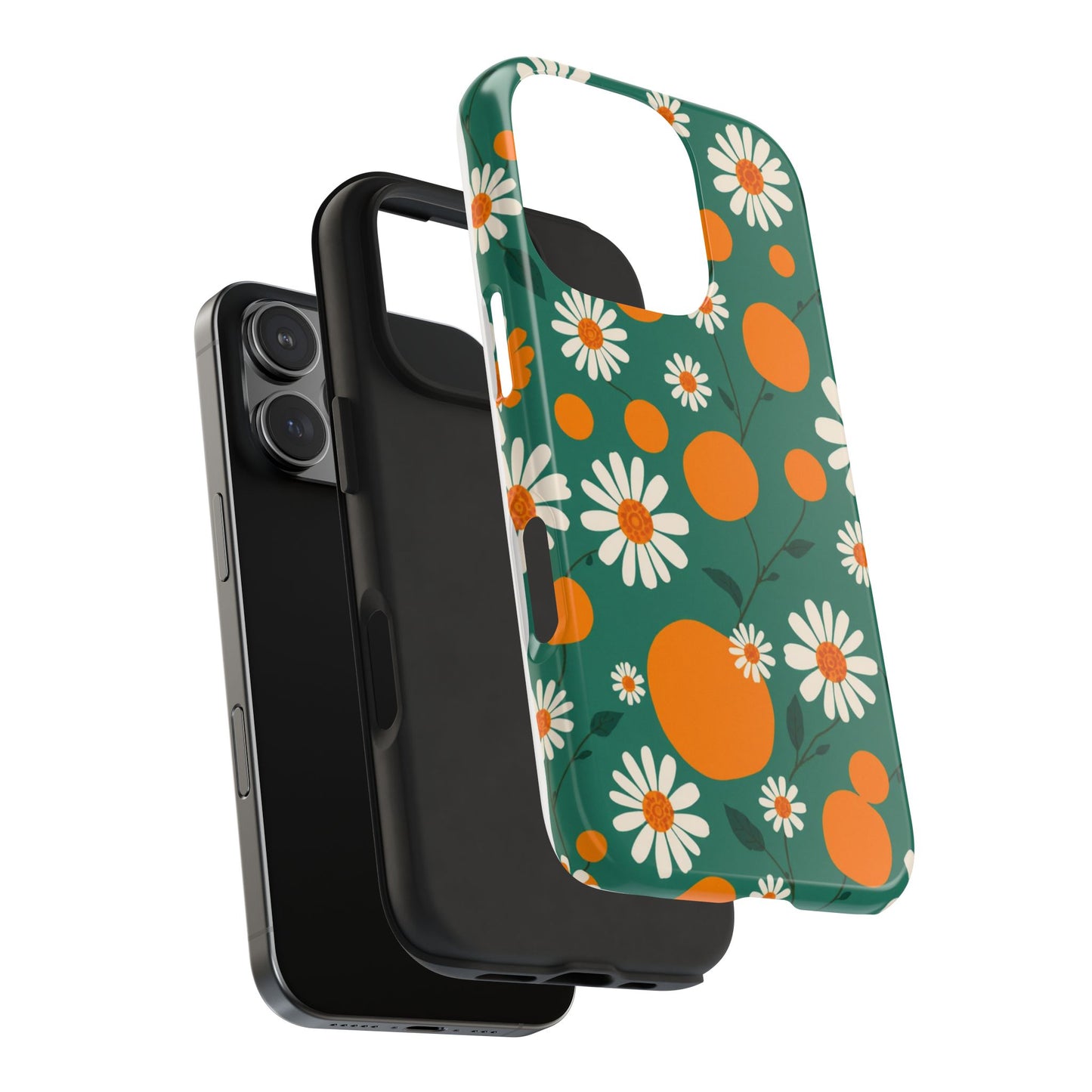 Floral Tough Phone Case - Daisy & Orange Design