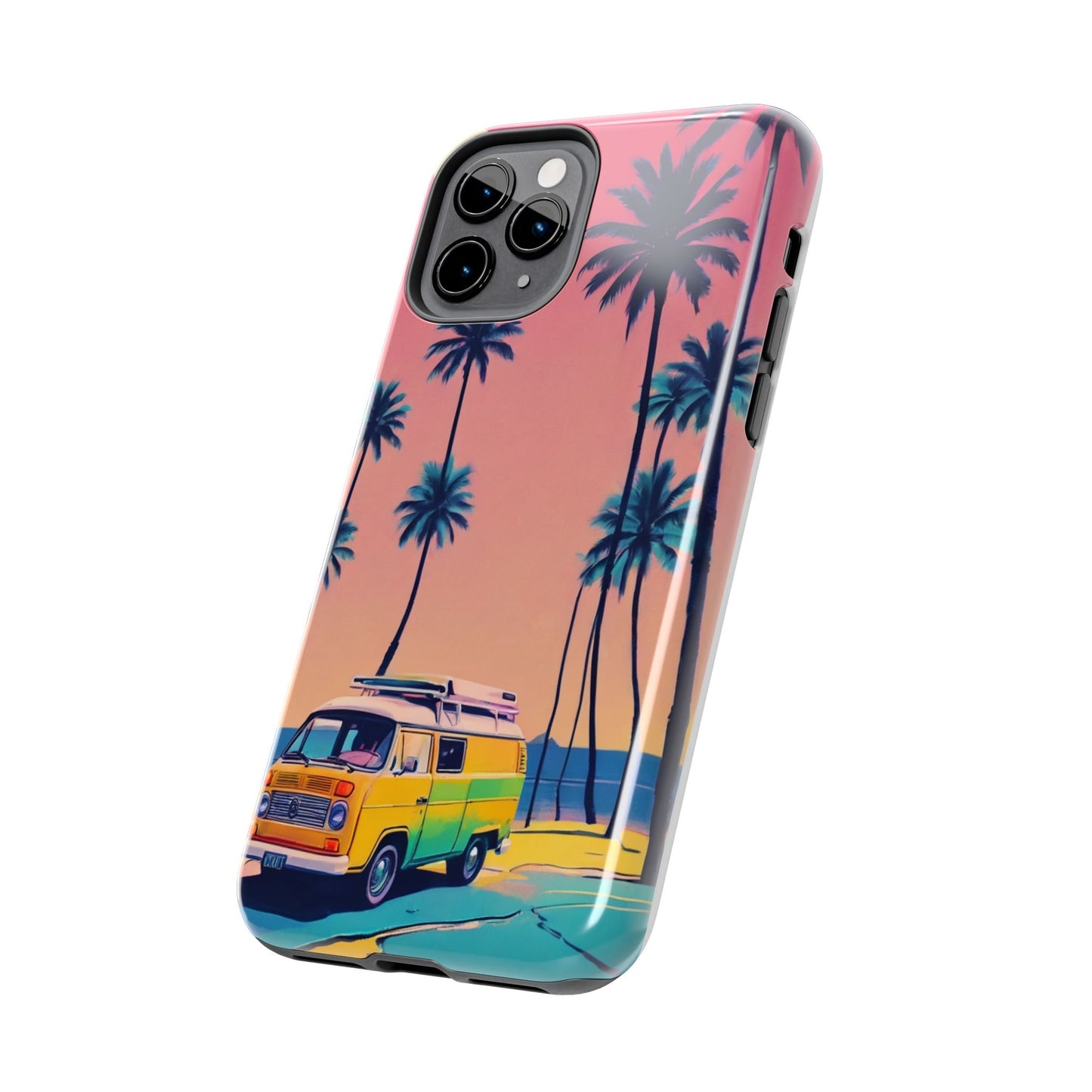 Tropical Beach Vibe Tough Phone Case - Vintage Van Design - for iPhone