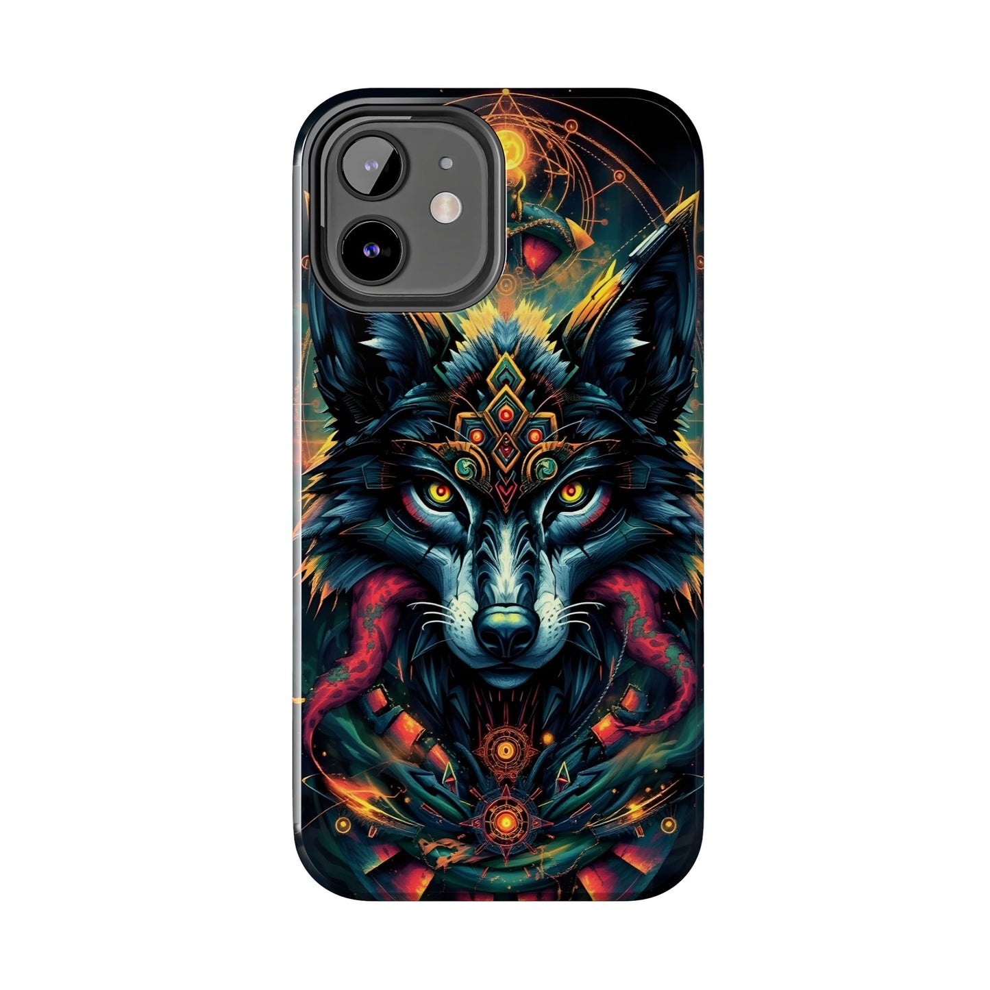 Vibrant Mystical Wolf Art Tough Phone Case - Durable & Unique Design for Animal Lovers - for iPhone