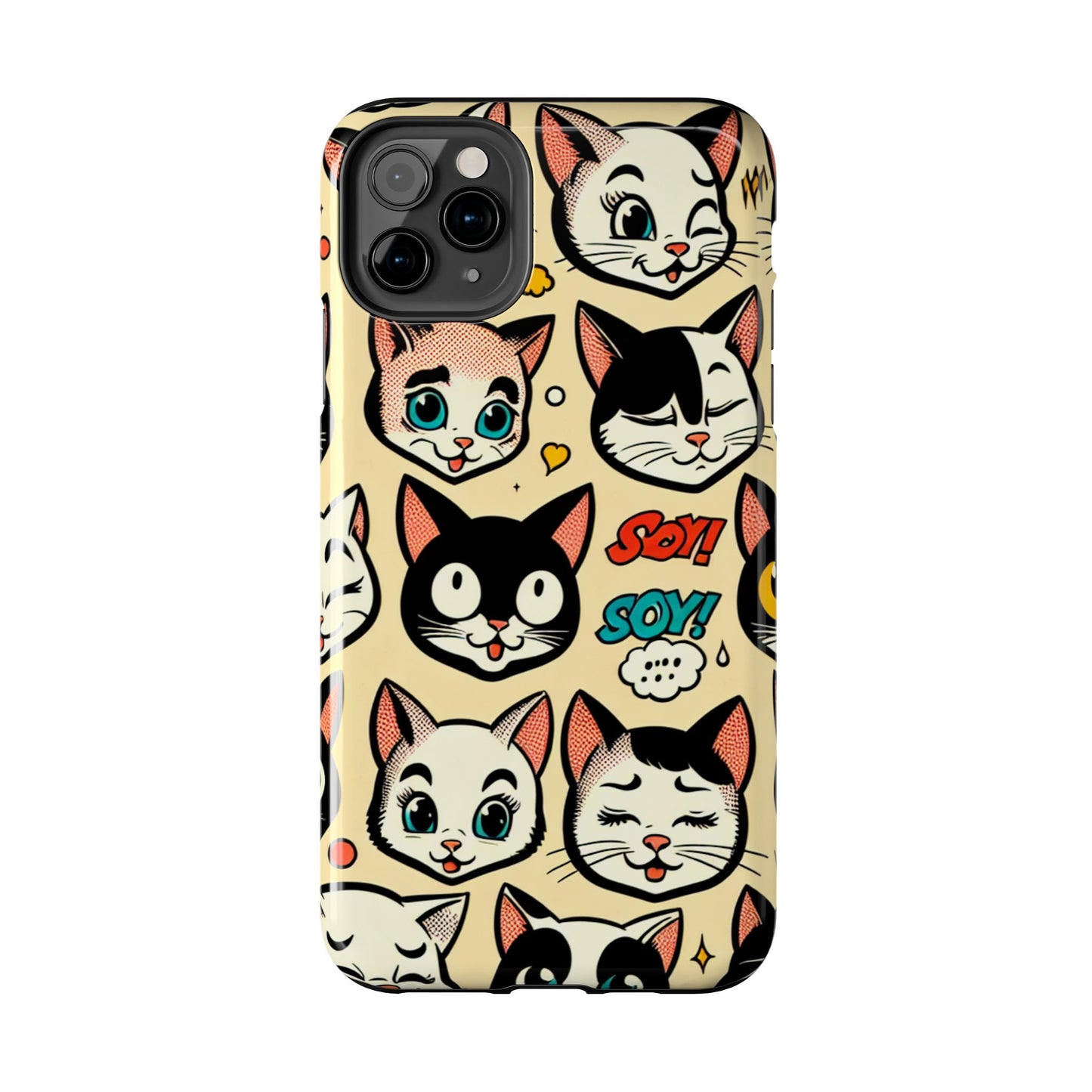Playful Cat-Themed Tough Phone Case - Pet Pattern - for iPhone