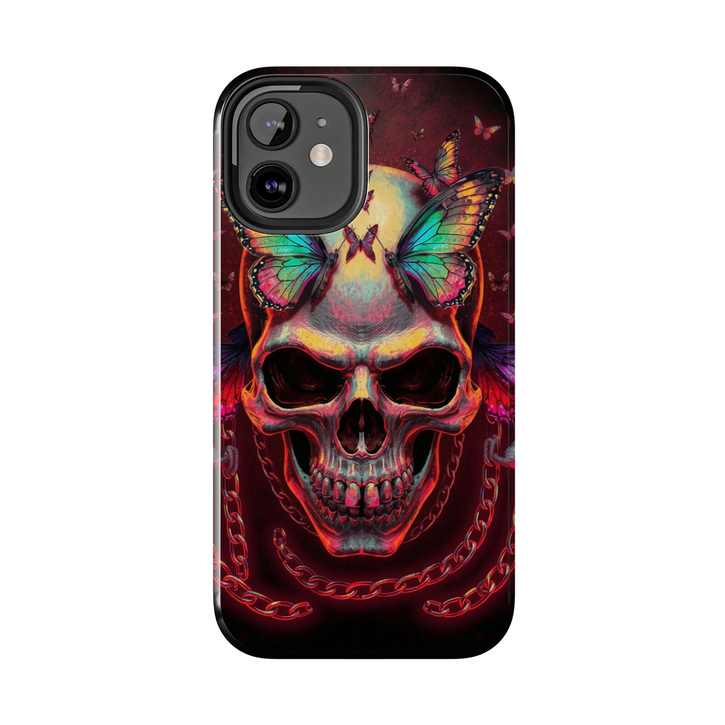 Gothic Skull Phone Case with Butterflies - Durable Tough Phone Case