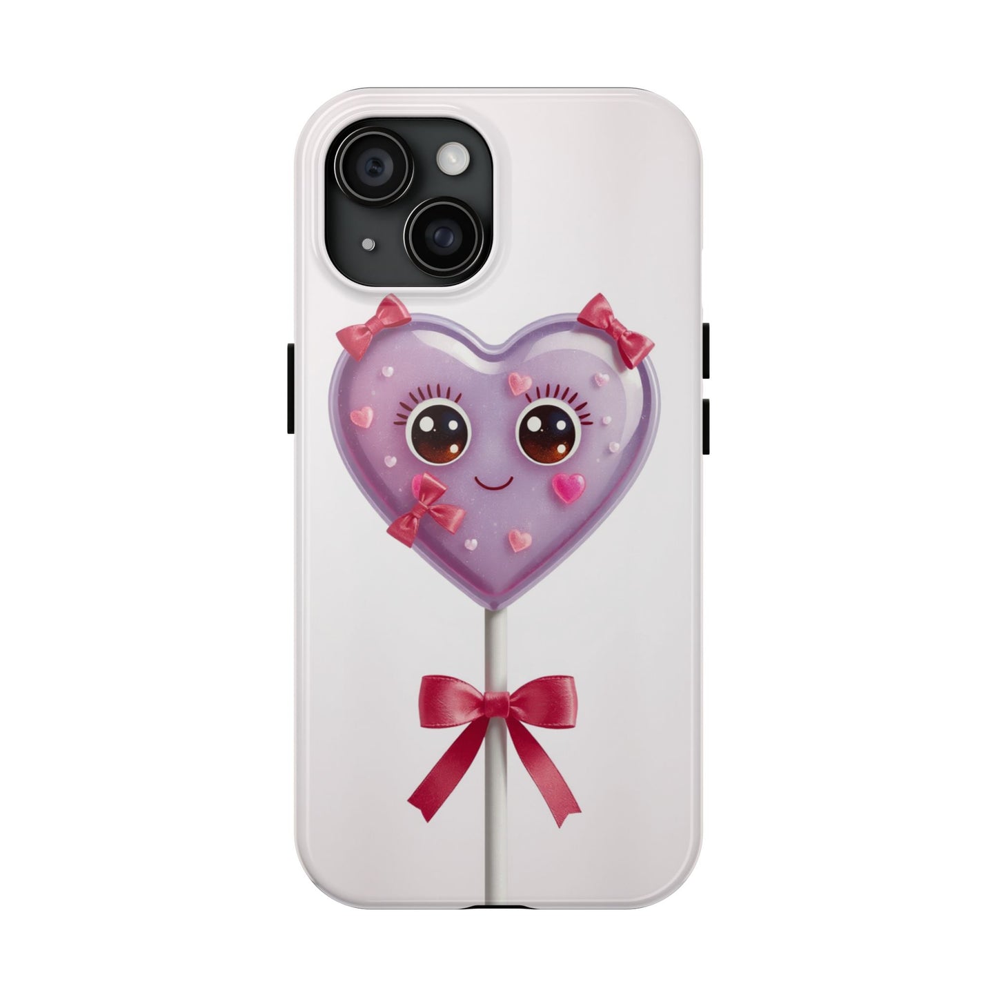 Cute Heart Lollipop Tough Phone Case - Adorable Protection for Candy Lovers