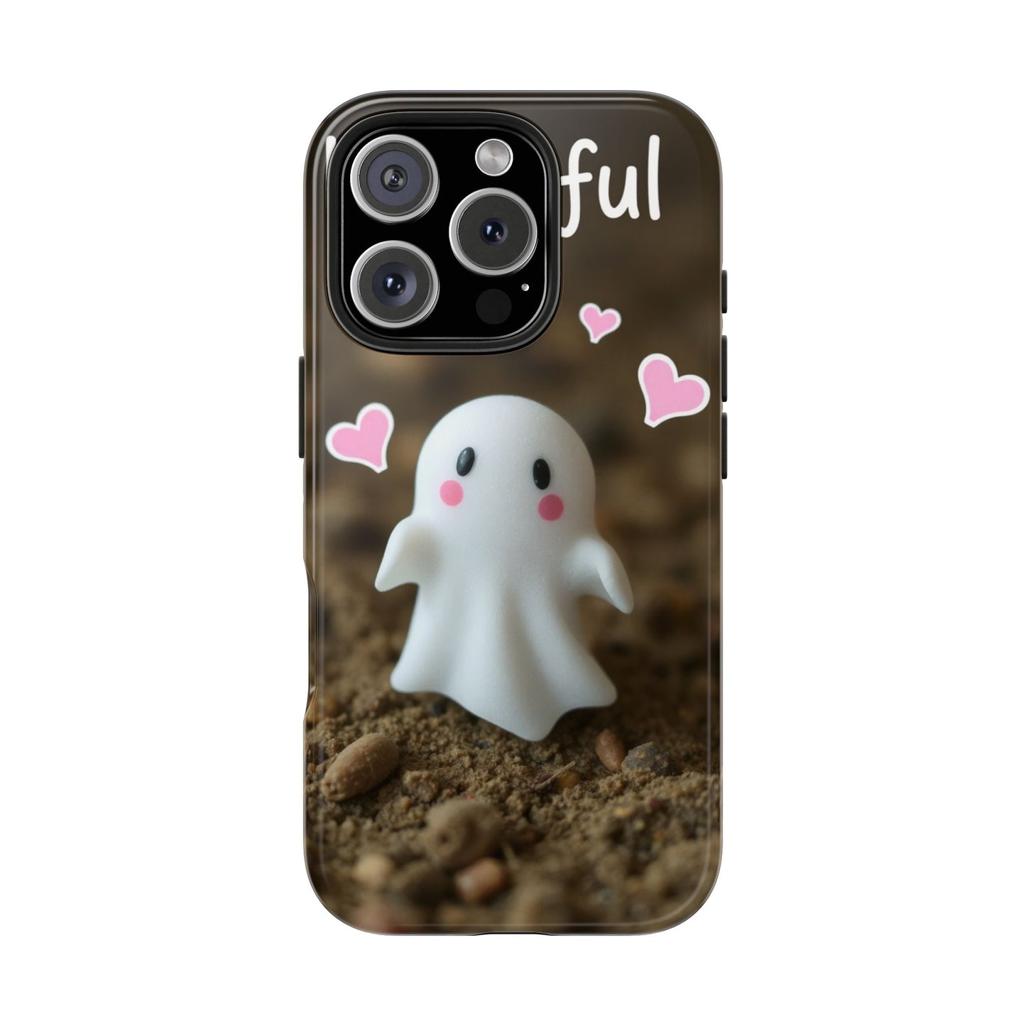 Cute Ghost Tough Phone Case - Beautiful Design with Heart Accents