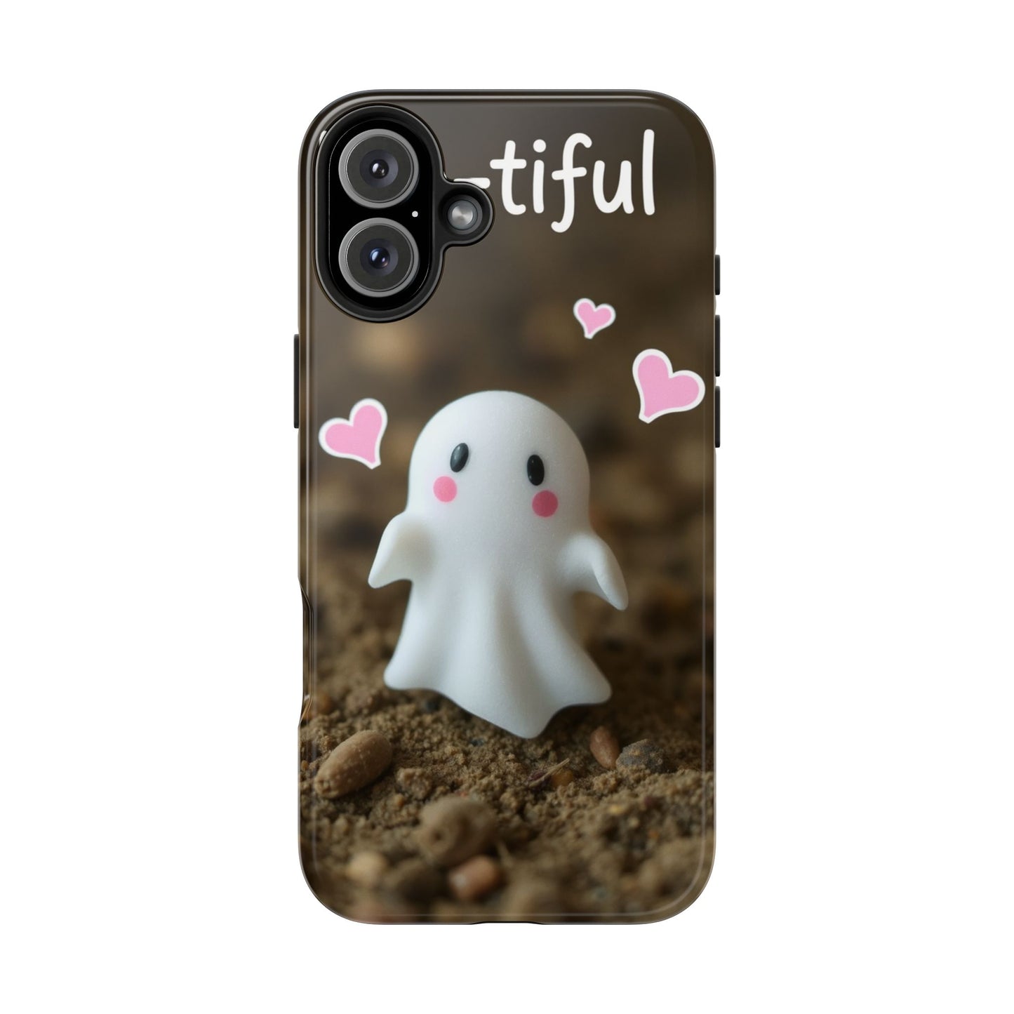 Cute Ghost Tough Phone Case - Beautiful Design with Heart Accents
