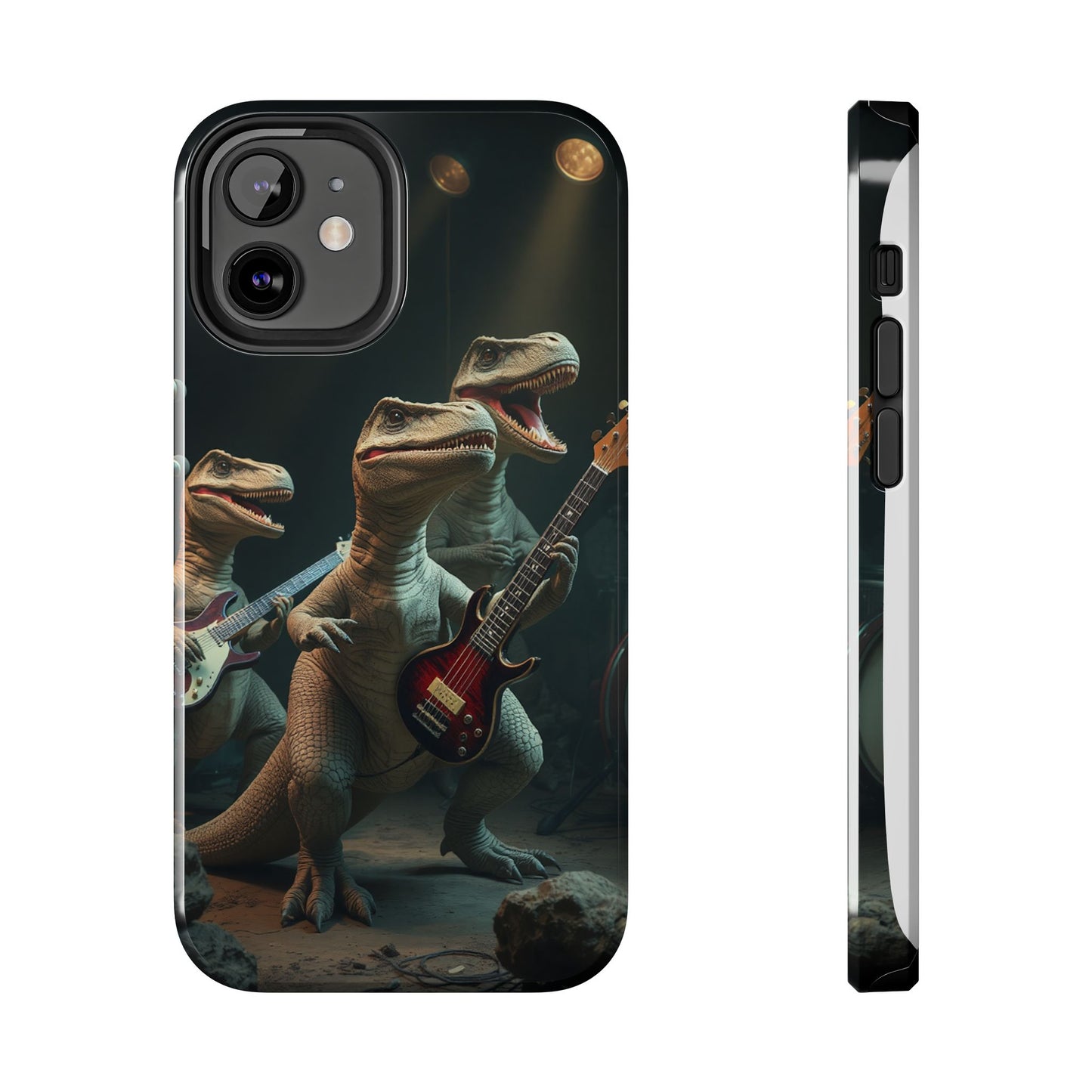 Rockin' Dinosaur Tough Phone Cases - Perfect for Music Lovers and Kids!