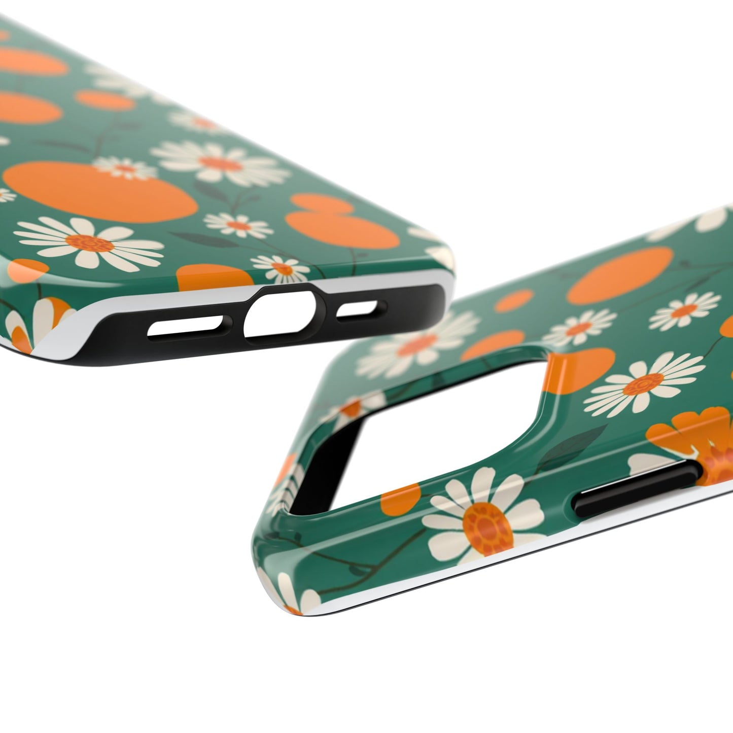 Floral Tough Phone Case - Daisy & Orange Design