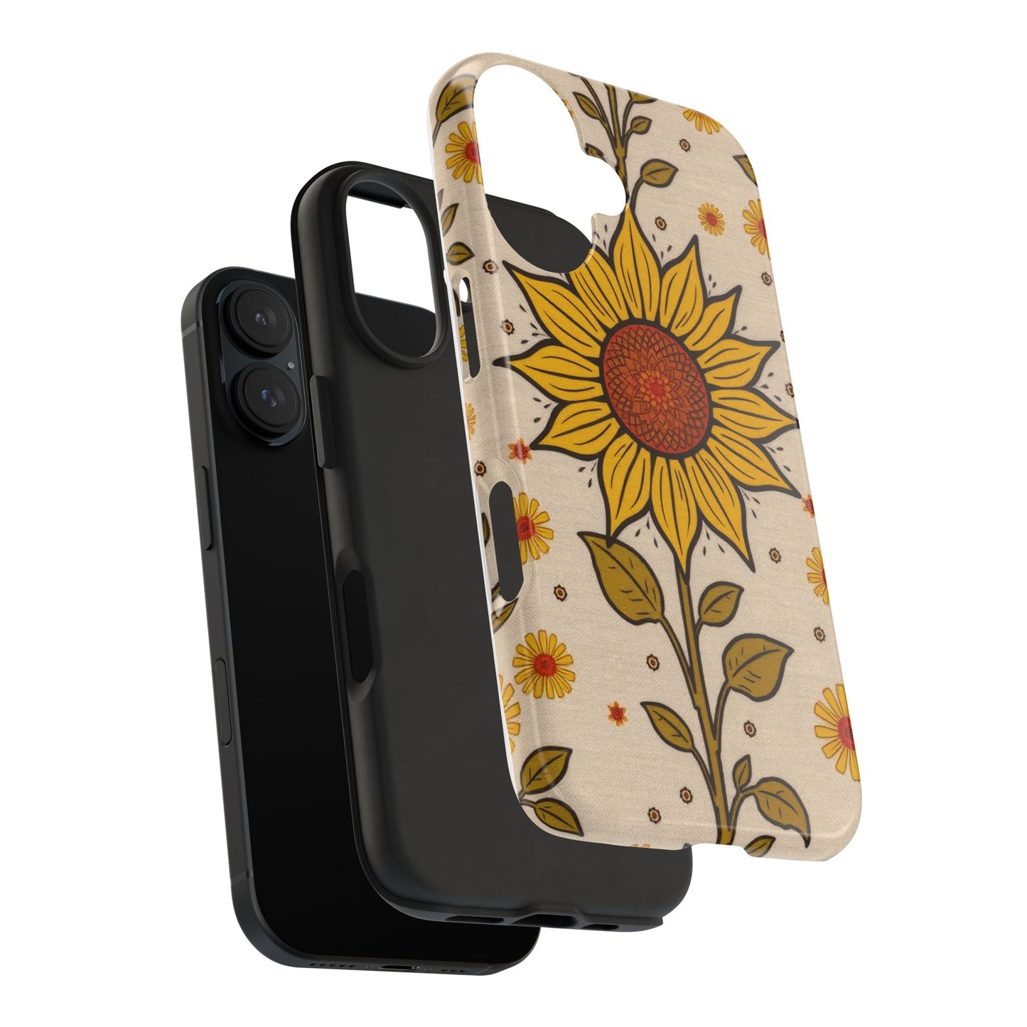Bright Sunflower Origins Tough Phone Case - Floral Design for Nature Lovers - for iPhone