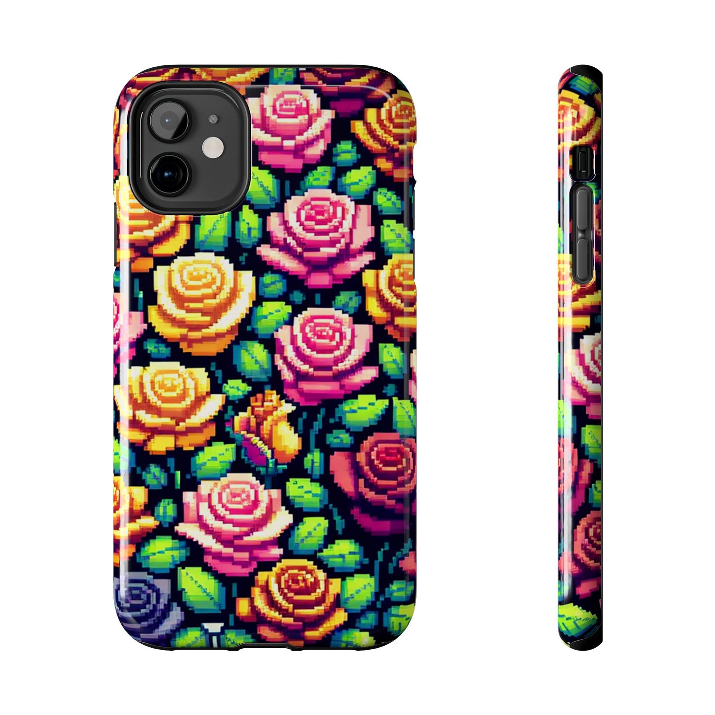 Pixel Art Roses Tough Phone Case - Stylish Protection - for iPhone