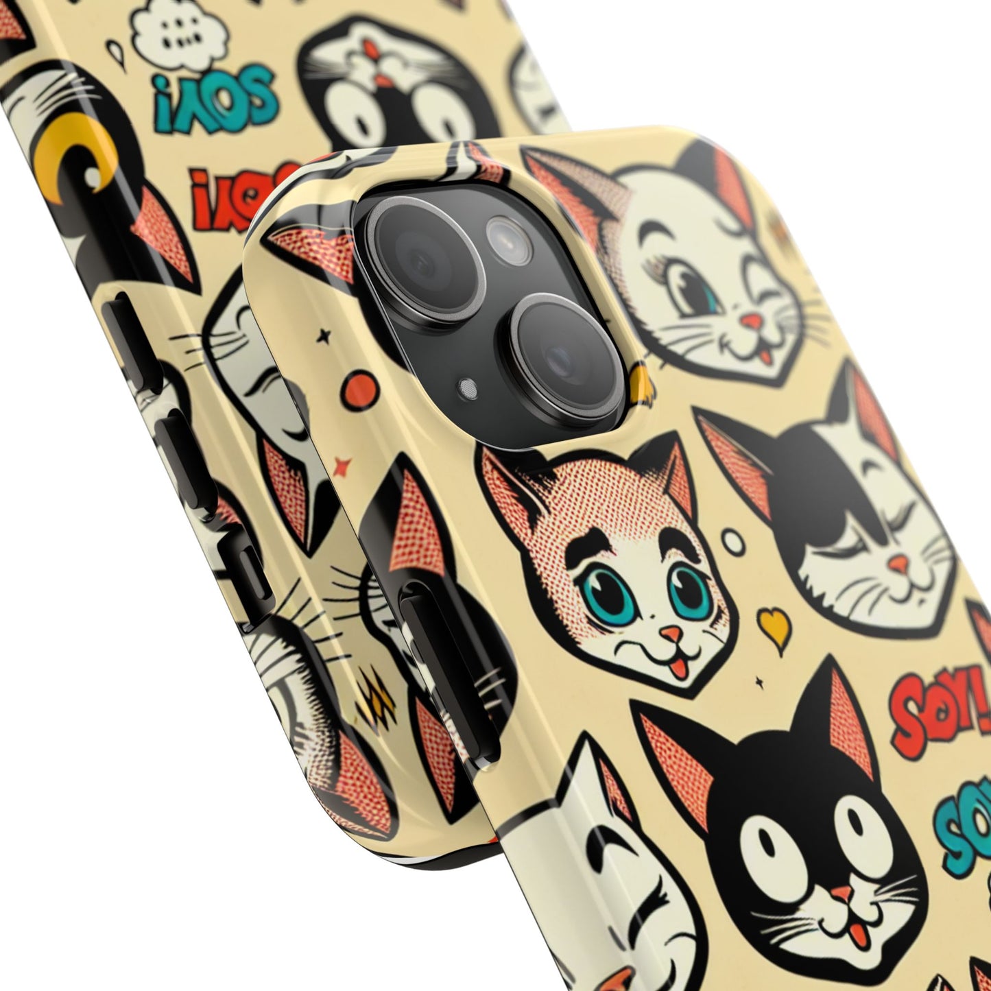 Playful Cat-Themed Tough Phone Case - Pet Pattern - for iPhone