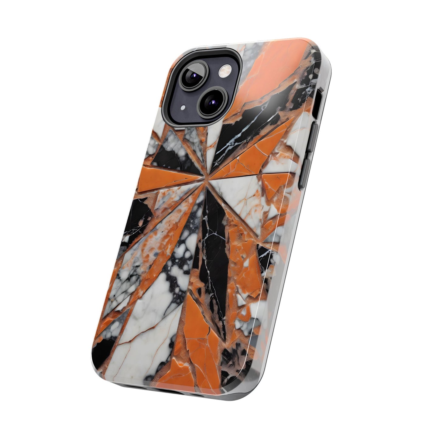 Shattered Pieces Marble Black and Orange Tough Phone Case - for iPhone