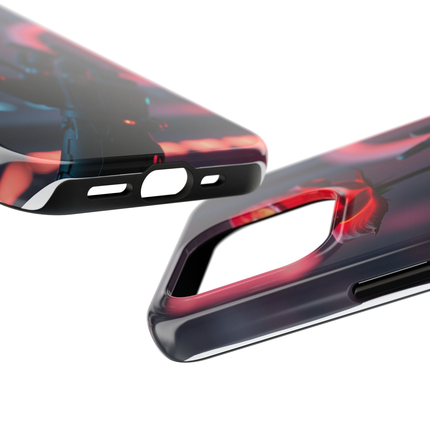 Futuristic Tough Phone Case with Robotic Rose Design | Durable Protection