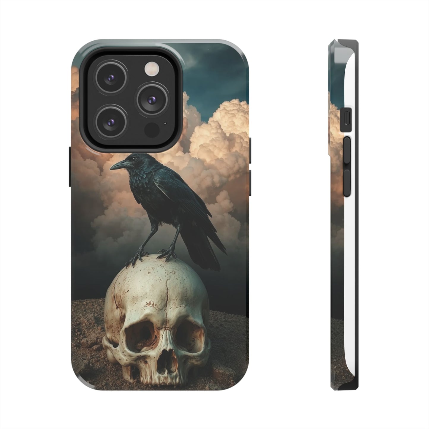 Gothic Raven Skull Tough Phone Case - Unique Protective Cover for Halloween Lovers