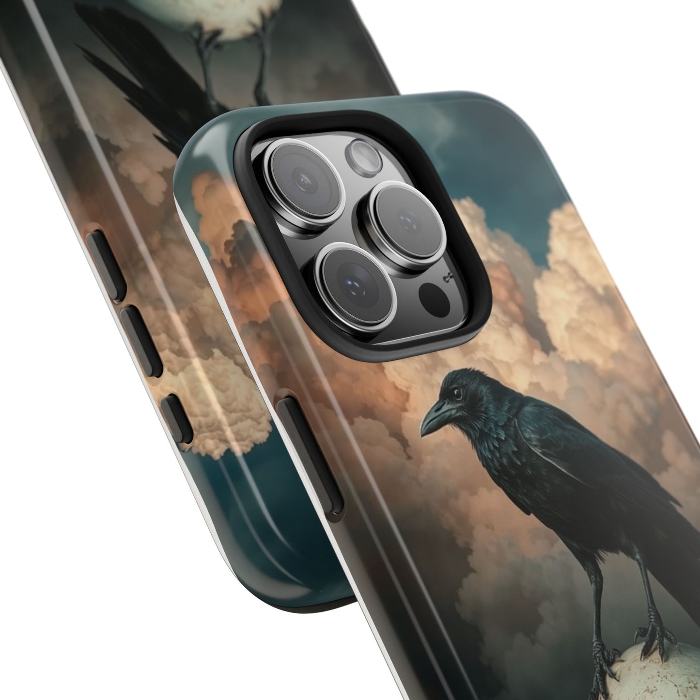 Gothic Raven Skull Tough Phone Case - Unique Protective Cover for Halloween Lovers