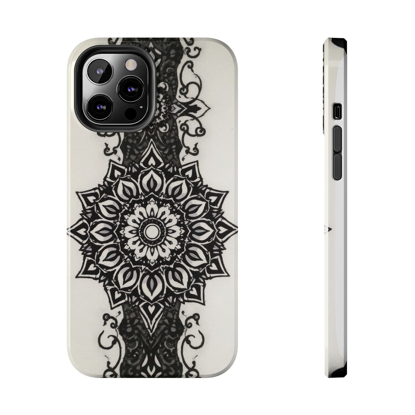 Stylish Tough Phone Cases with Dark Mandala Design - Durable and Unique Protection - for iPhone