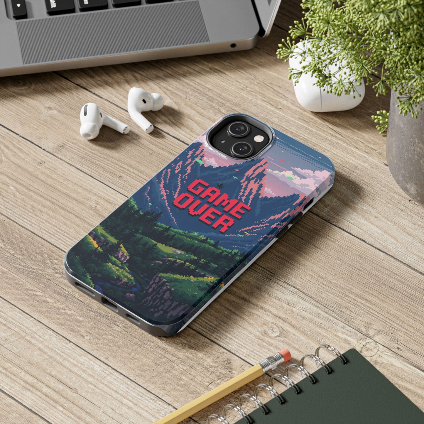 Pixel Art Tough Phone Case - 'Game Over' Design for Gamers