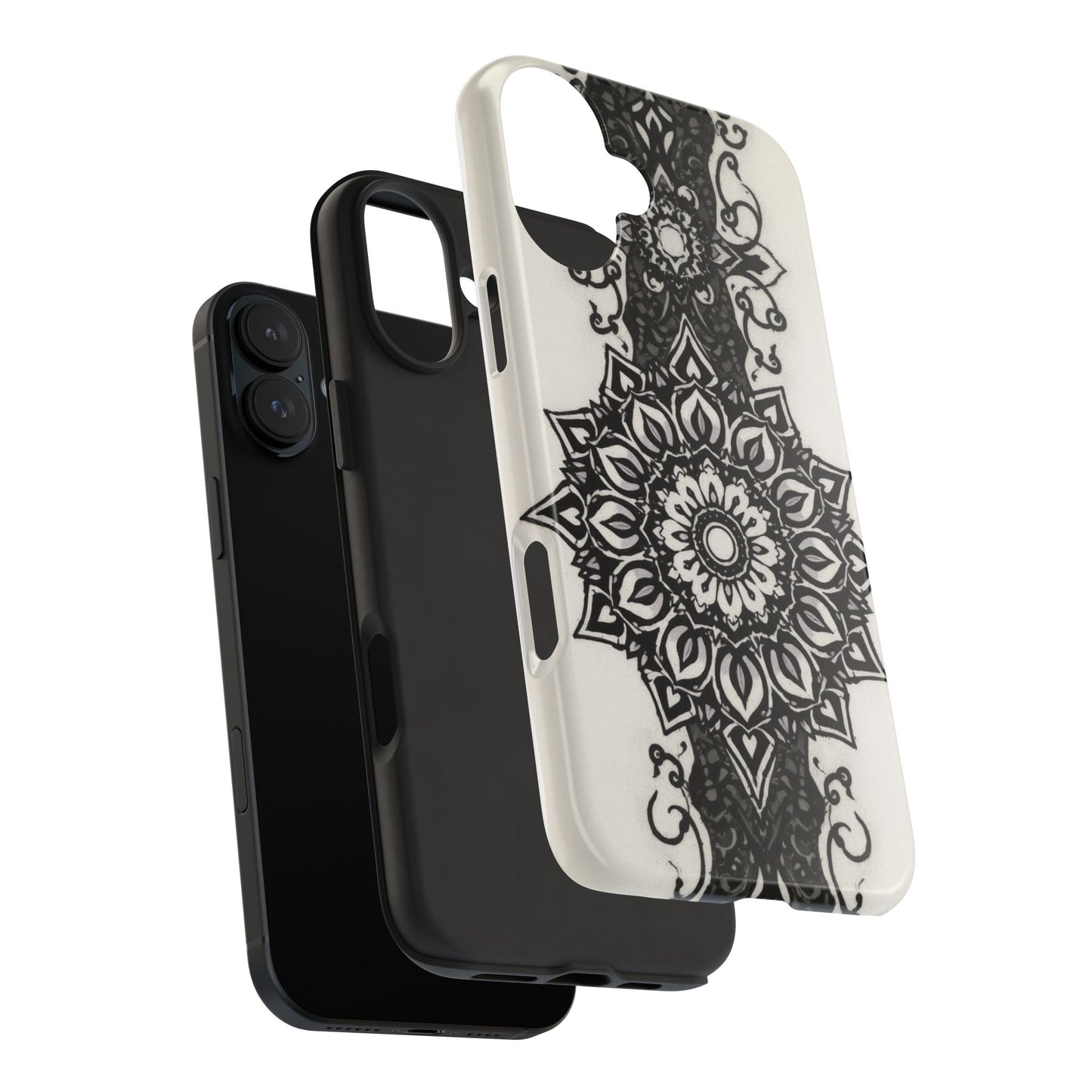 Stylish Tough Phone Cases with Dark Mandala Design - Durable and Unique Protection - for iPhone
