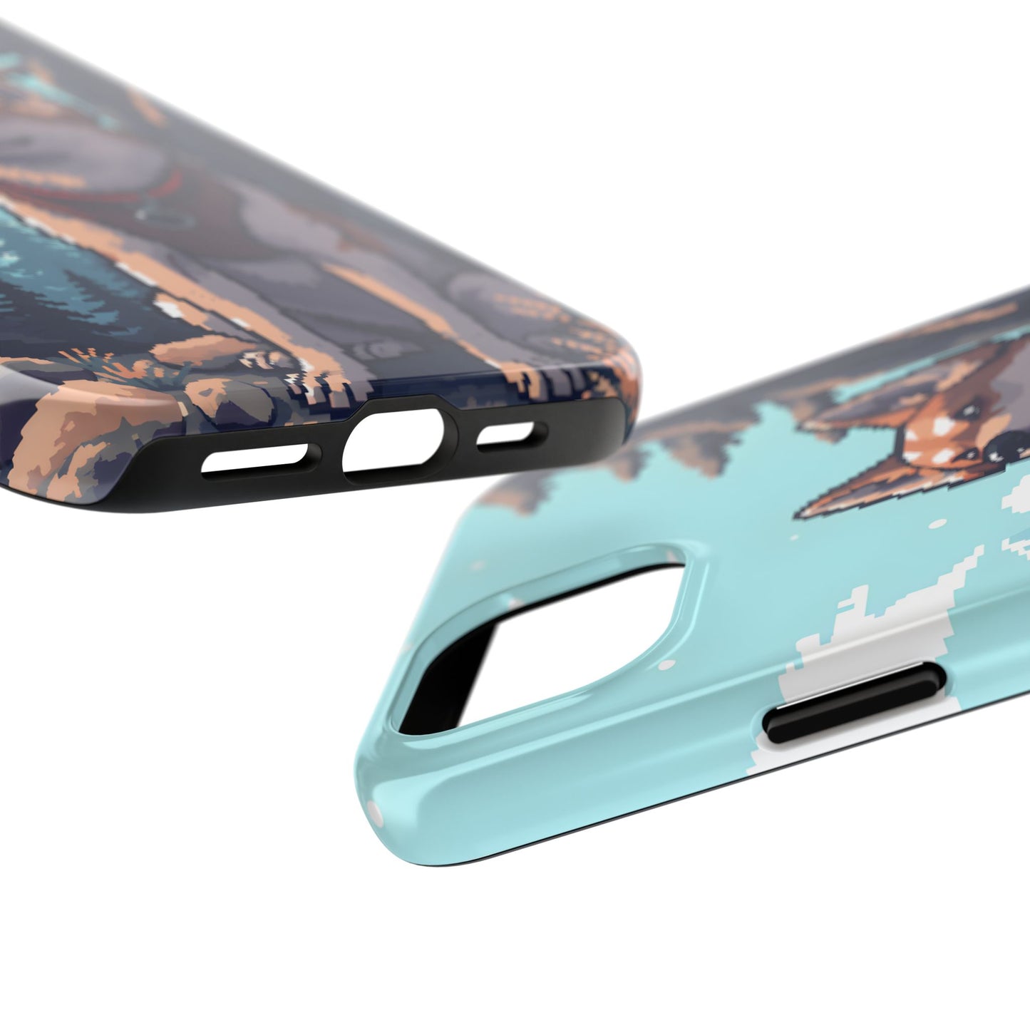 Retro Dog Adventure Tough Phone Case - Pixel Art Shiba Inu Design - for iPhone