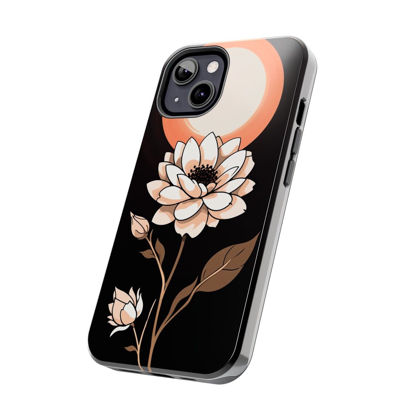 Elegant Contrast Floral Tough Phone Case - Stylish Protection for Your Device - for iPhone
