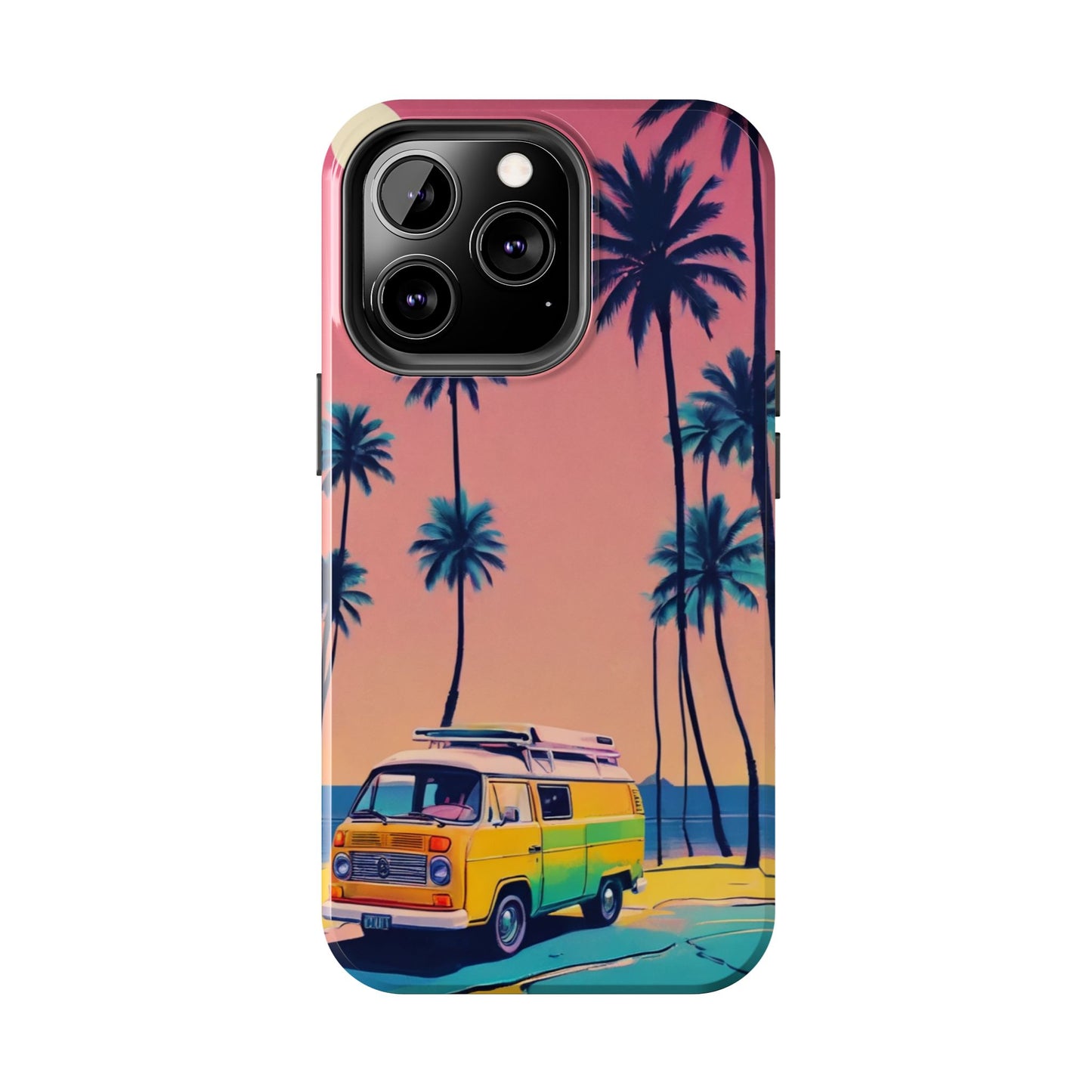 Tropical Beach Vibe Tough Phone Case - Vintage Van Design - for iPhone