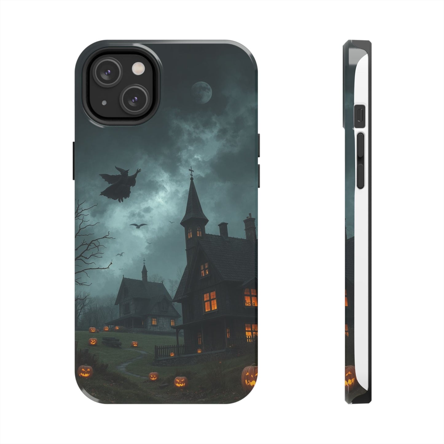 Halloween-Themed Tough Phone Case with Spooky House Design