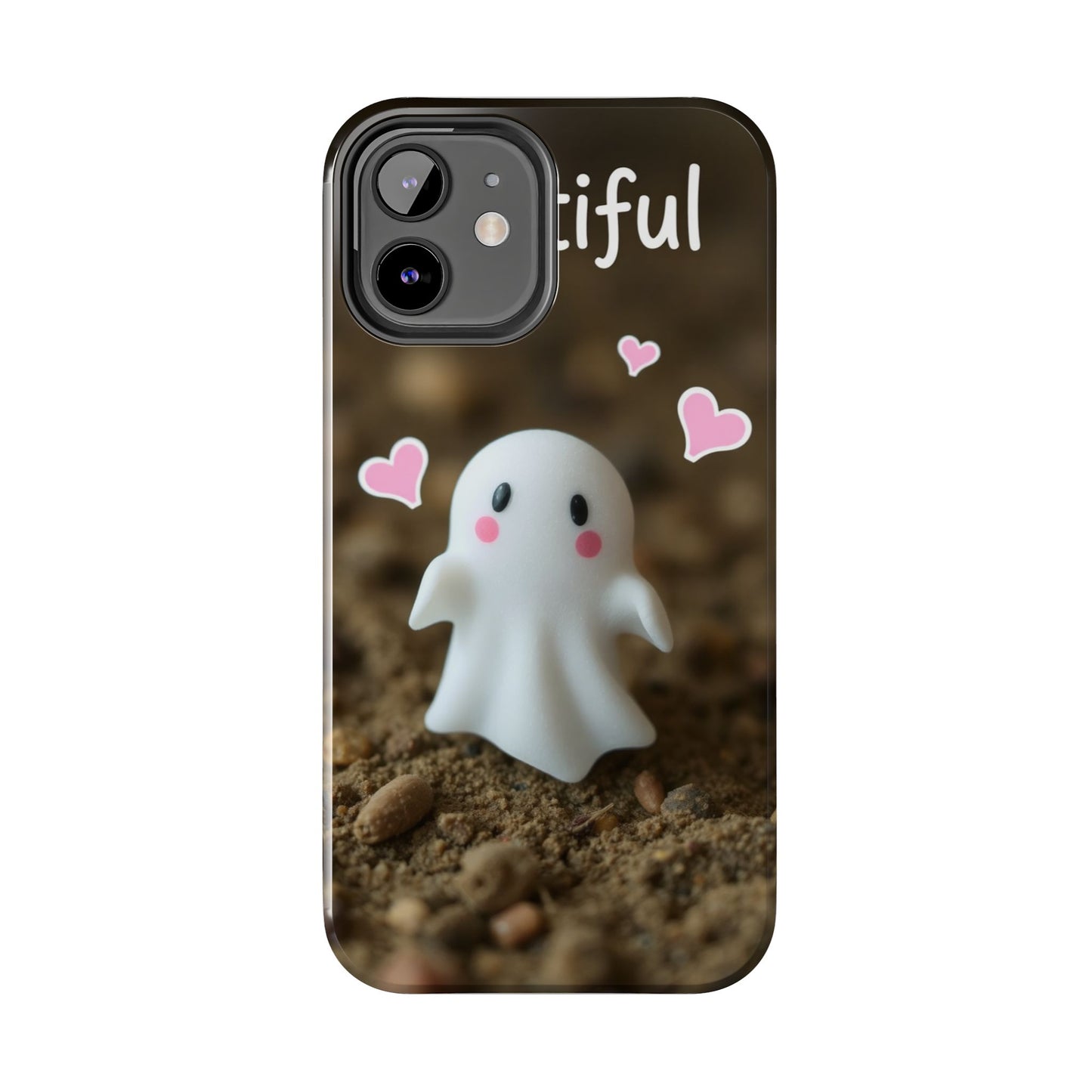 Cute Ghost Tough Phone Case - Beautiful Design with Heart Accents