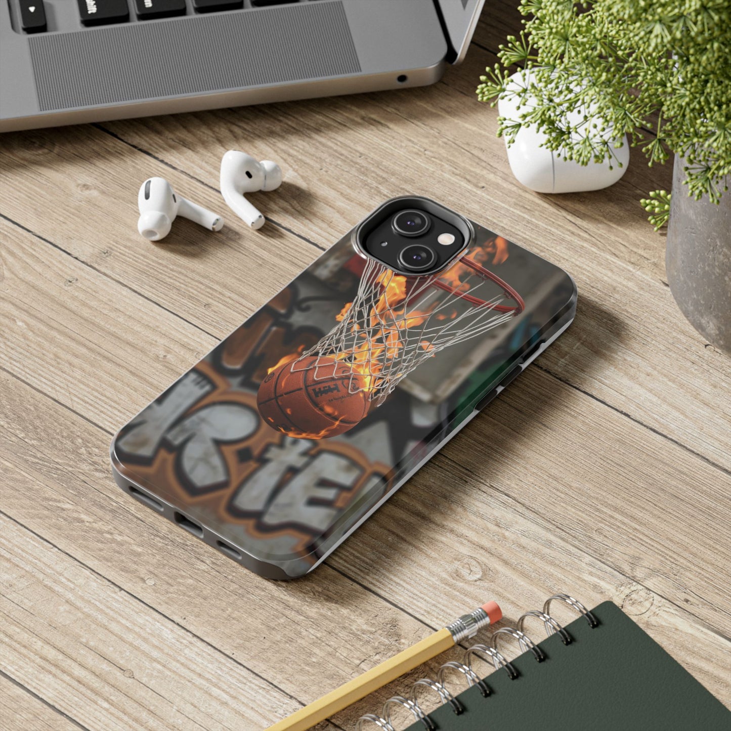 Fire Basketball Tough Phone Case - Durable Sporty Design for Athletes & Fans