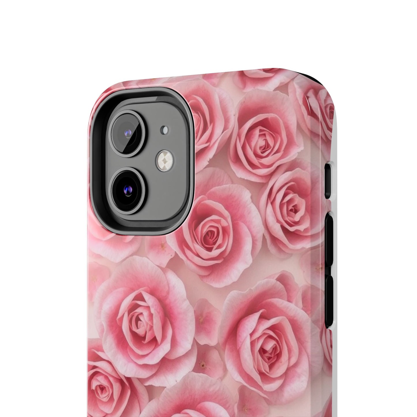 Floral Tough Phone Case - Pink Rose Design, Durable Protection for Flower Lovers