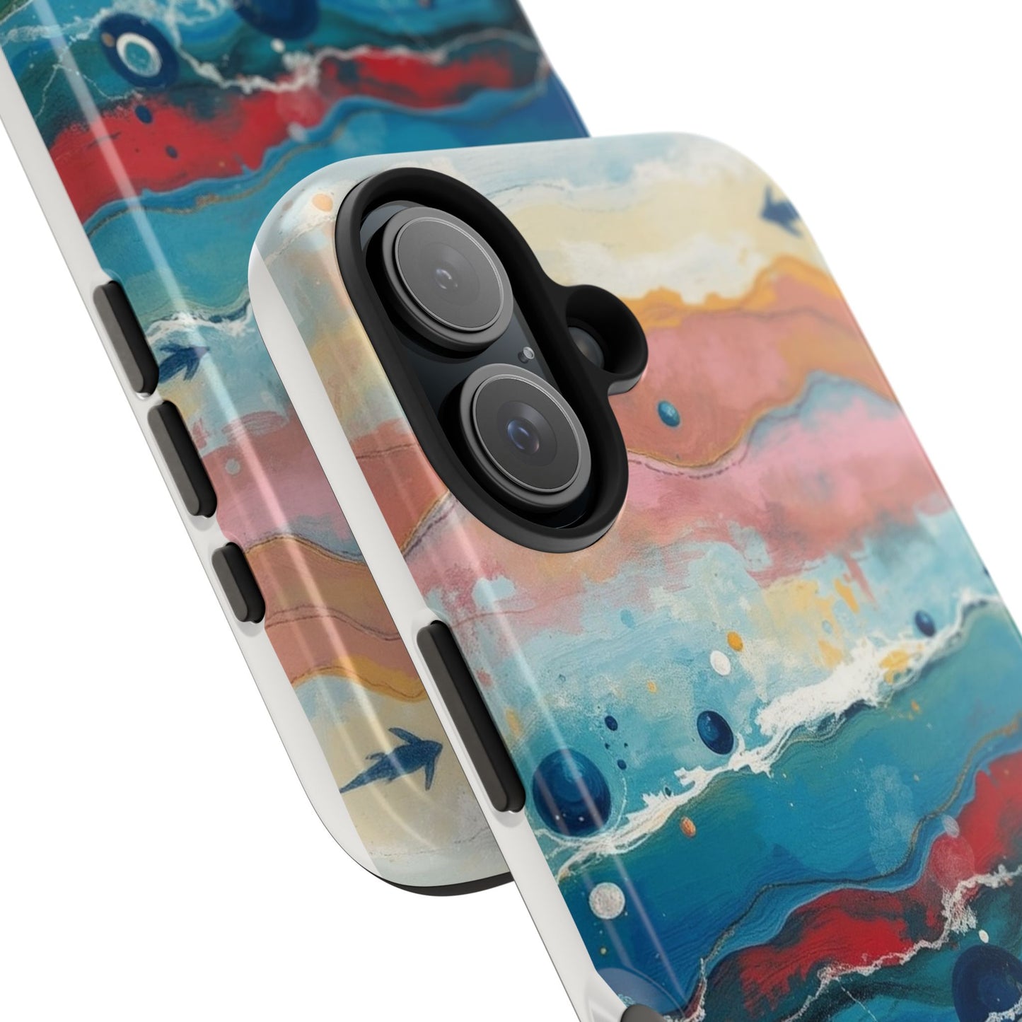 Artistic Tough Phone Case - Vibrant Waves Design for Unique Style