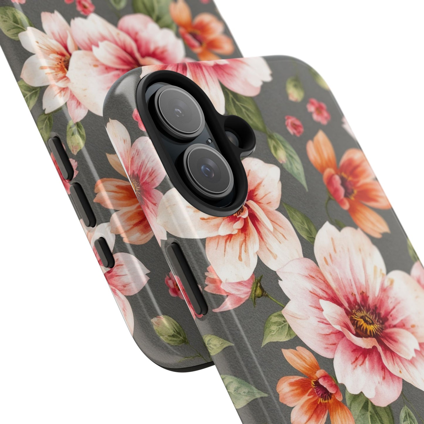 Floral Pink Tough Phone Case - Stylish & Durable Floral Design - for iPhone