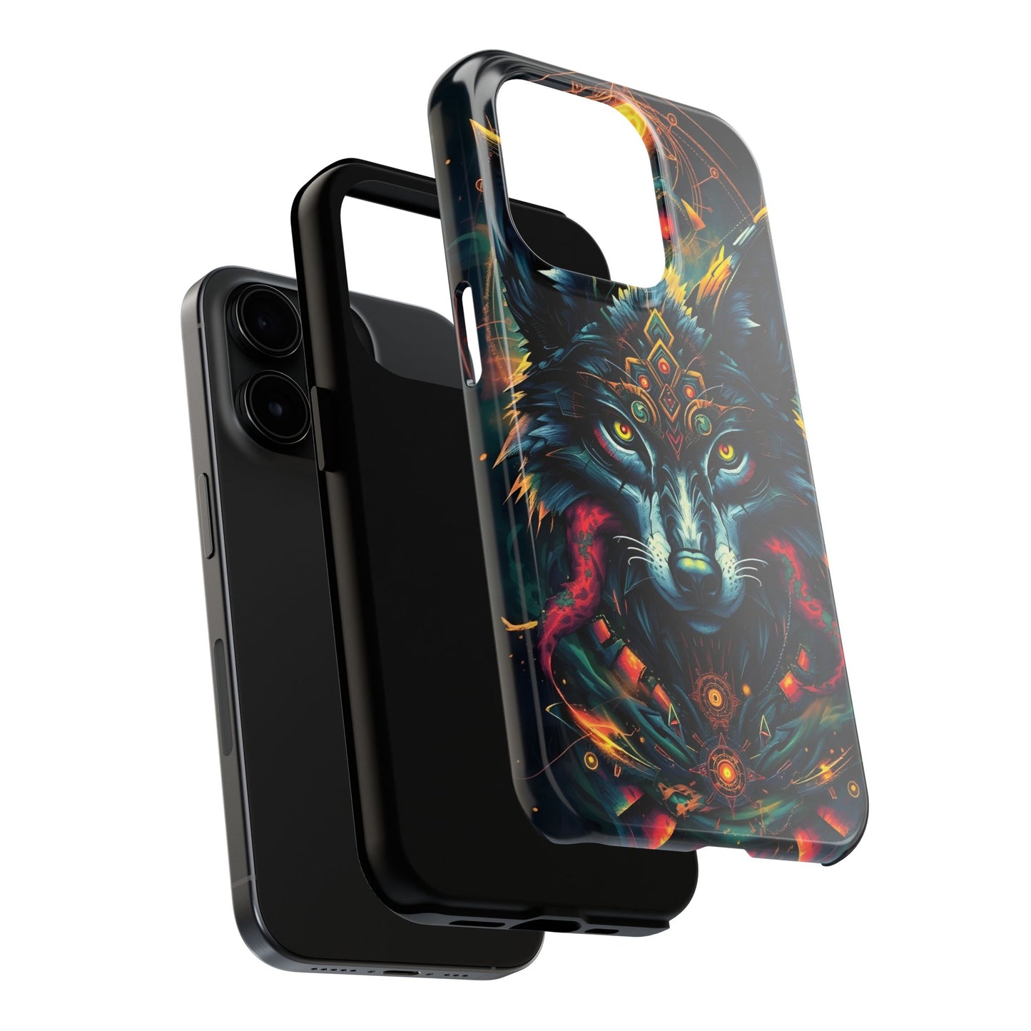 Vibrant Mystical Wolf Art Tough Phone Case - Durable & Unique Design for Animal Lovers - for iPhone