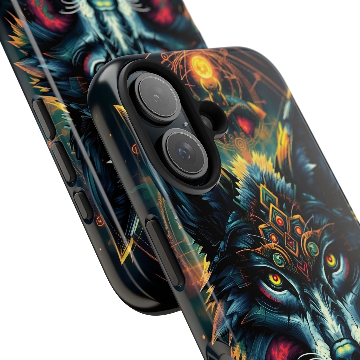 Vibrant Mystical Wolf Art Tough Phone Case - Durable & Unique Design for Animal Lovers - for iPhone