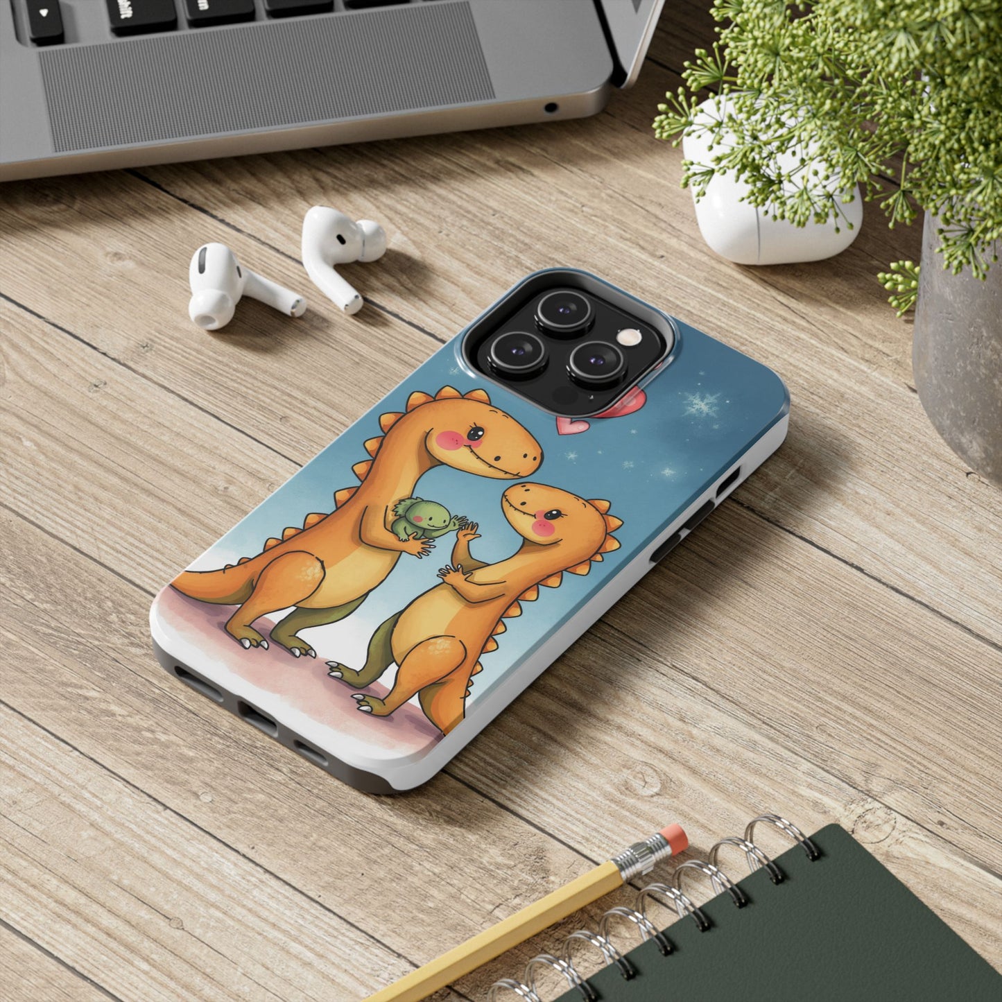 Dino Love Tough Phone Case - Cute & Durable Design for Kids & Parents