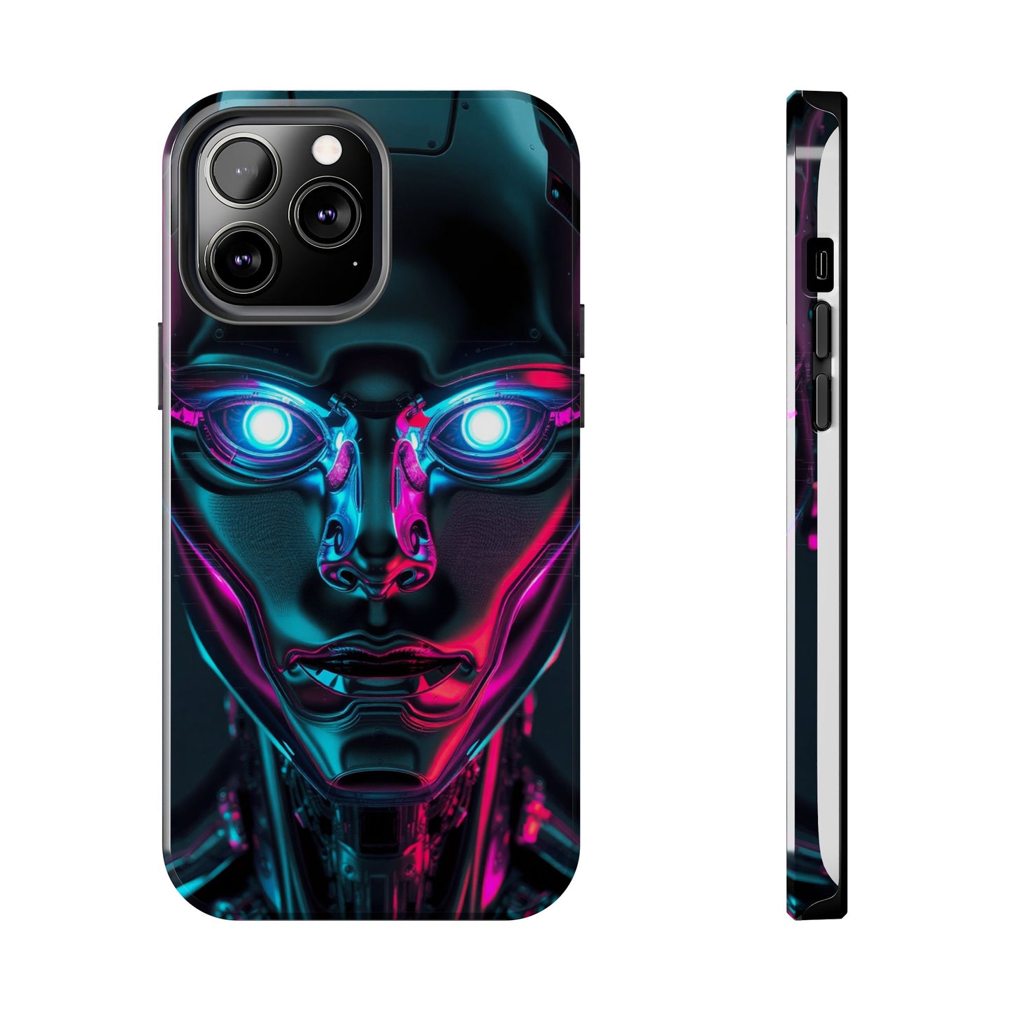 Futuristic Phone Case, Tough Phone Cover, Cyberpunk Style, Robot Design, Gift for Tech Lovers, Unique Phone Accessories