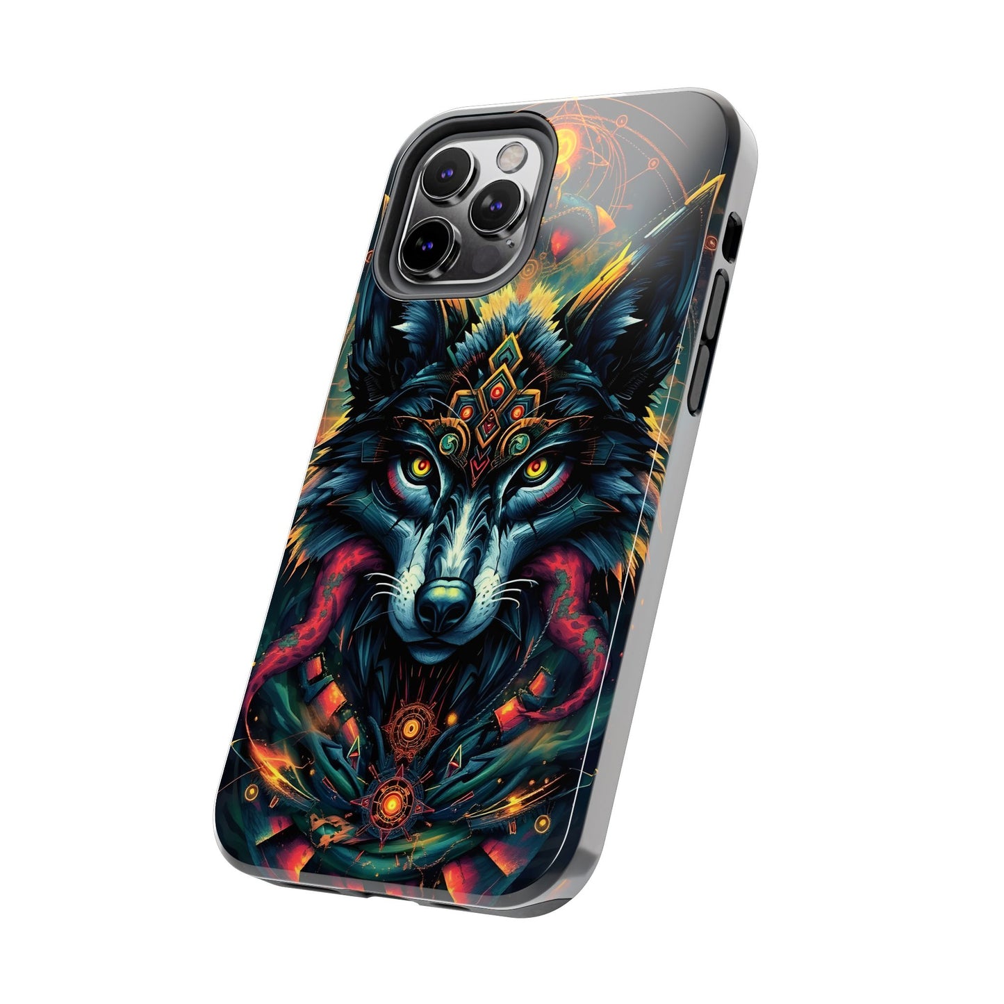 Vibrant Mystical Wolf Art Tough Phone Case - Durable & Unique Design for Animal Lovers - for iPhone